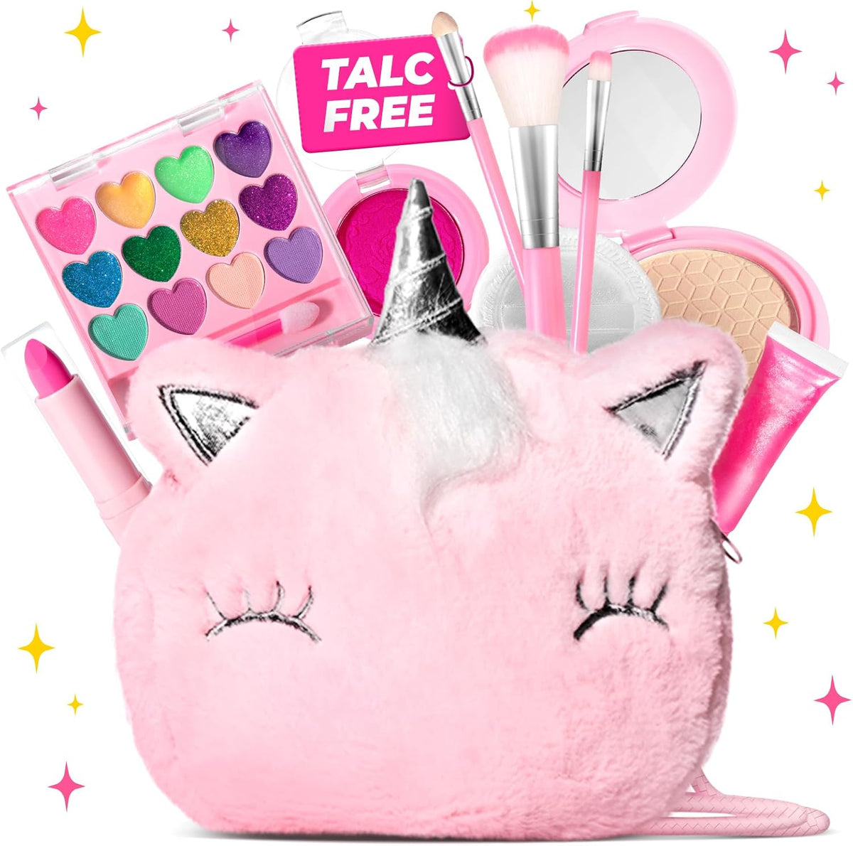 ULOVEME Kit de Maquillaje Real para Niñas con Bolso Esponjoso - Rea...