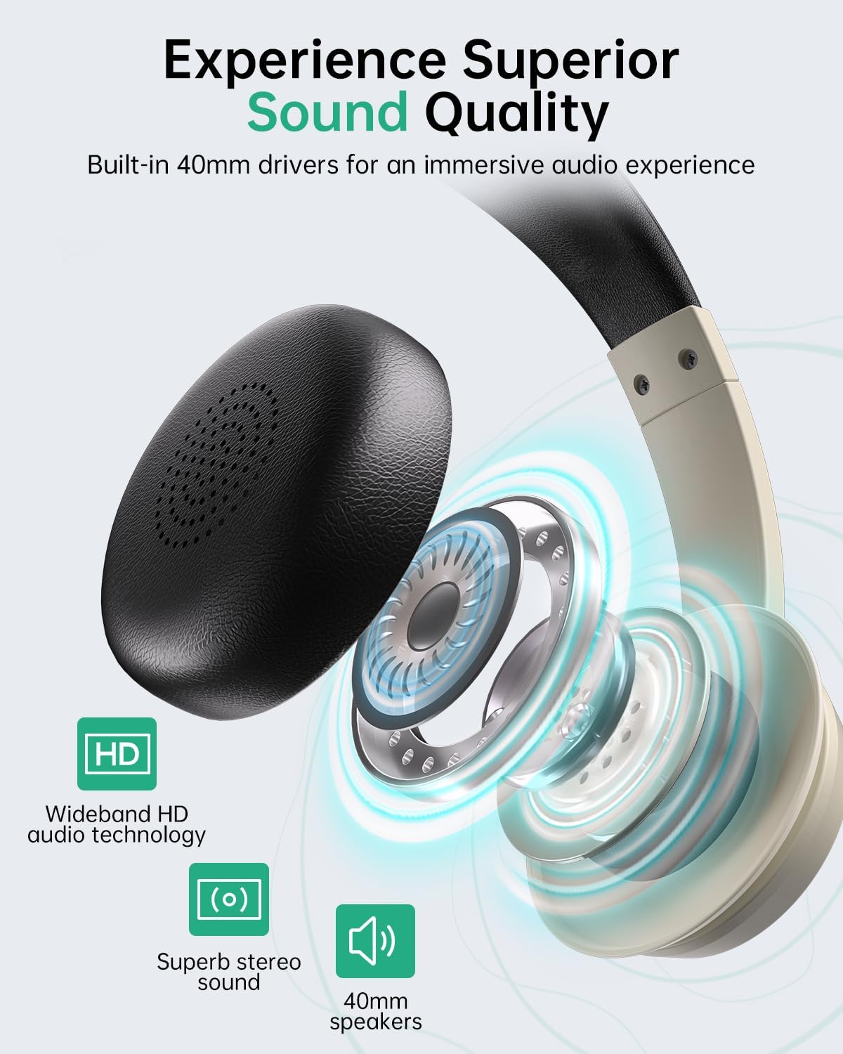 AOC Auriculares inalámbricos con micrófono para trabajo, cancelació...
