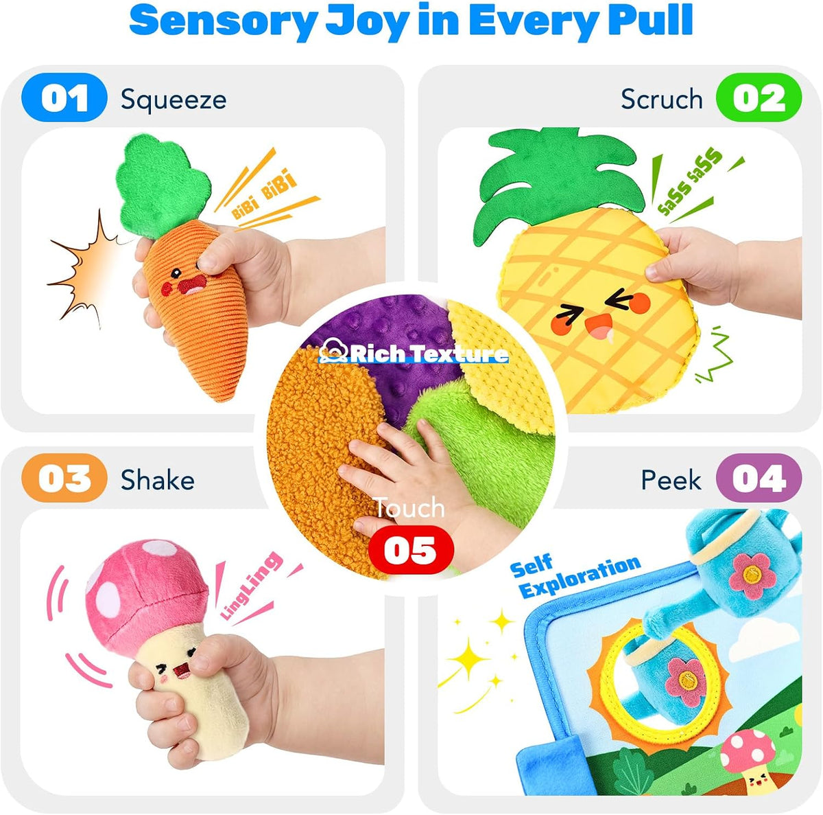 Juguete musical de peluche y jardín sensorial Montessori, juguete s...