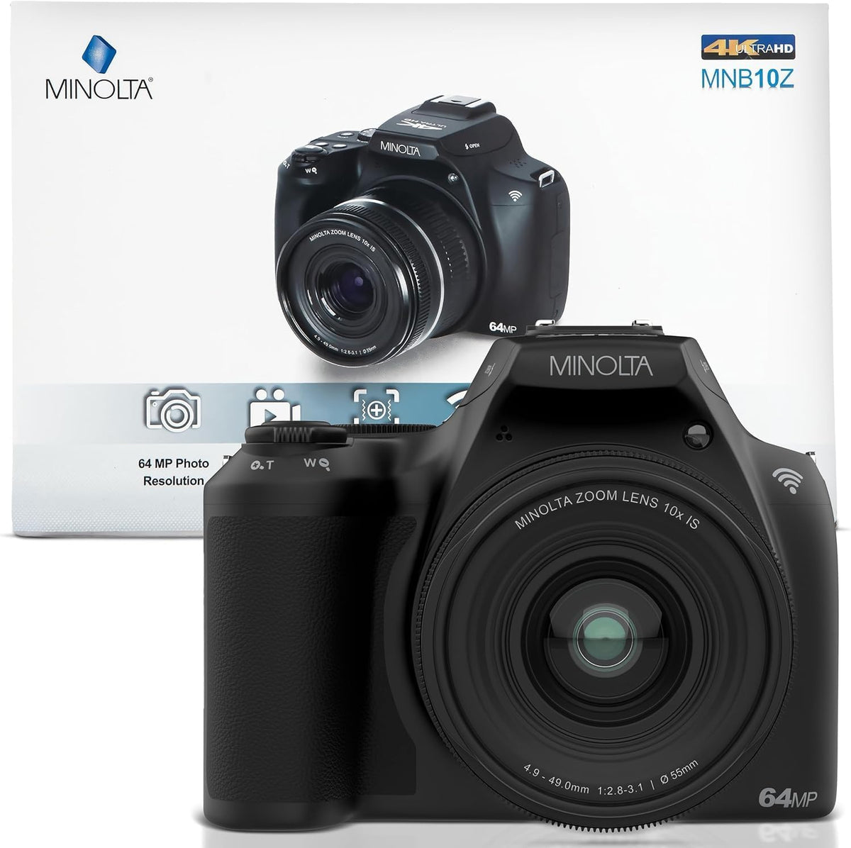 Minolta ProShot - Cámara digital de 64 MP \u2013 Zoom óptico de 10x...