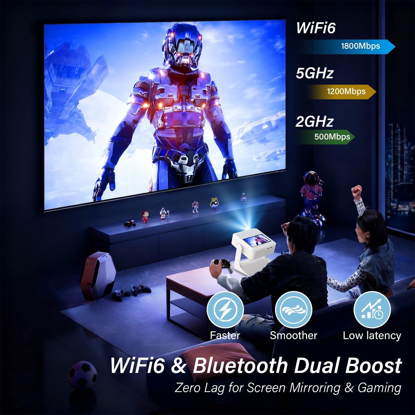 Proyector portátil inteligente con pantalla táctil, A2Ultra 4K comp...
