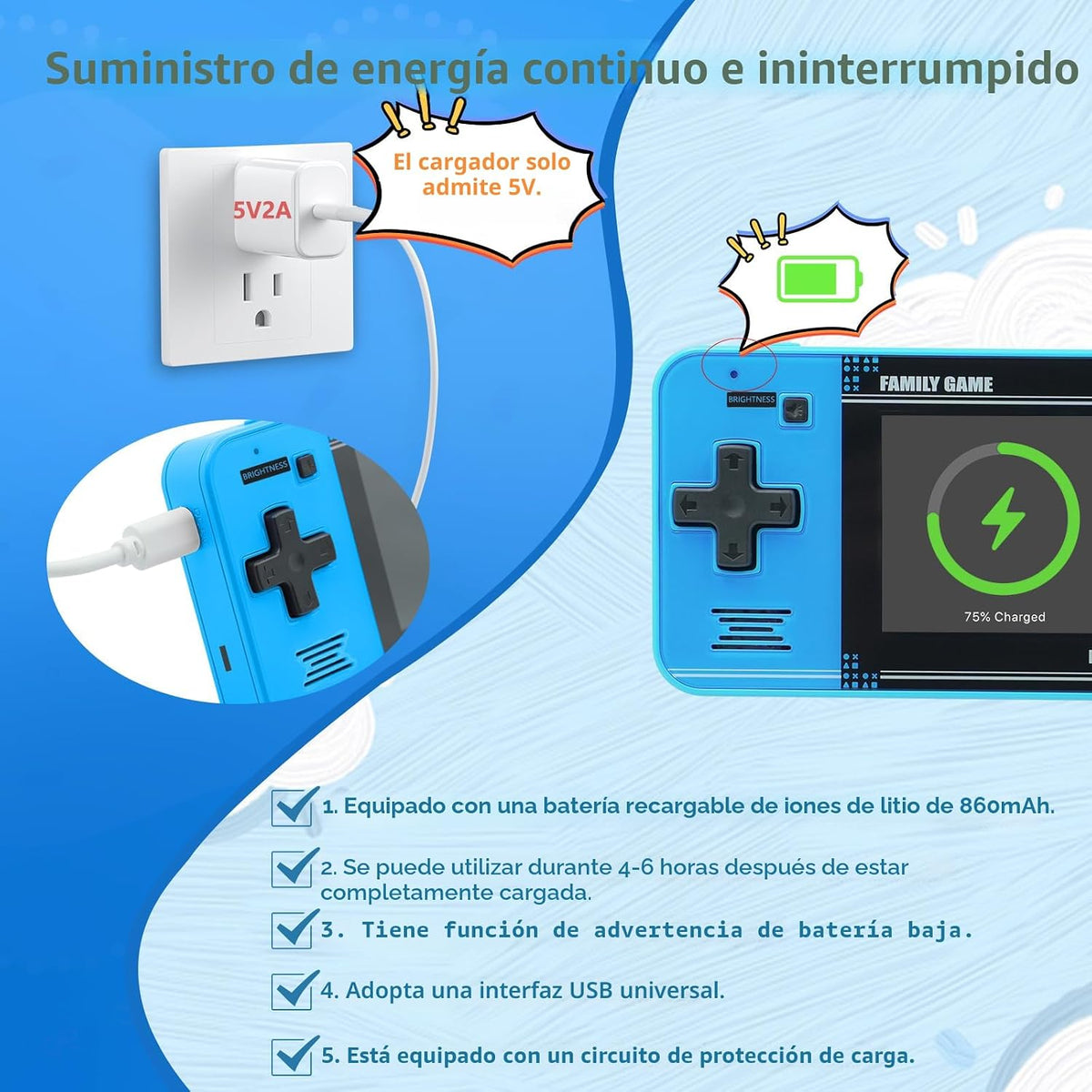 Juego de mano para niños - Precargado con 220 juegos de video retro...