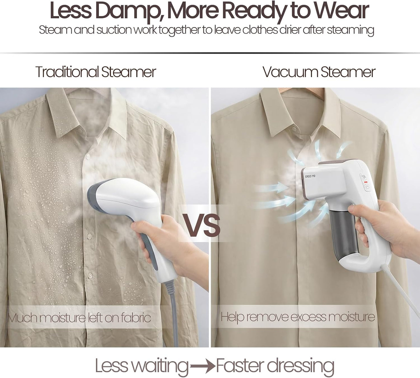 Vaporizador al vacío para ropa, vaporizador de ropa de mano 2 en 1...