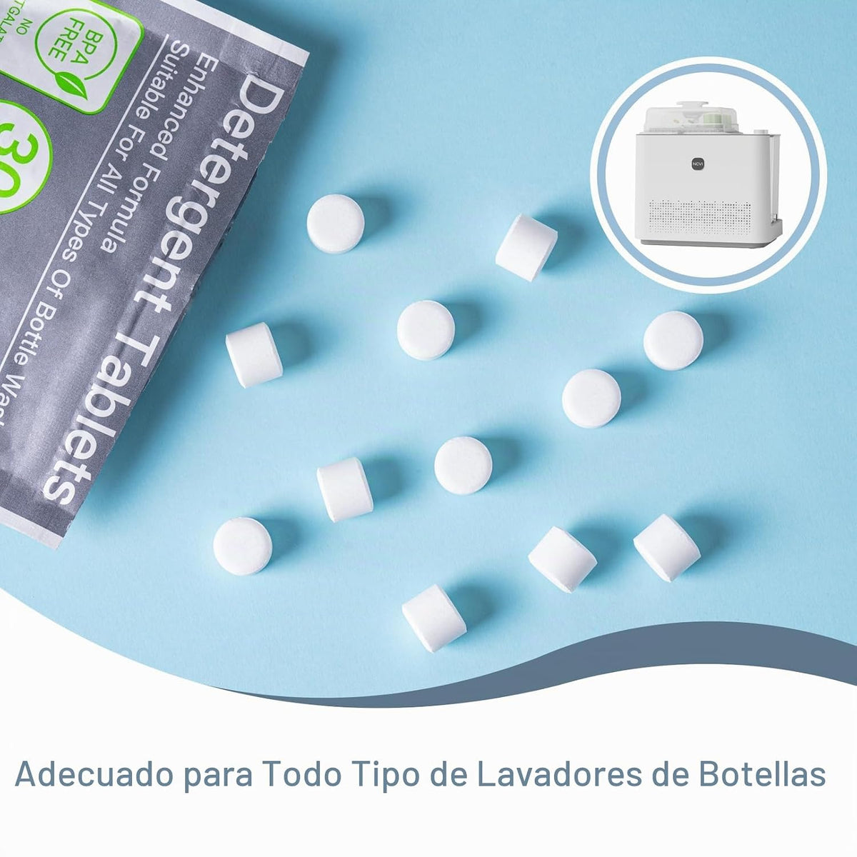 NCVI Tabletas de bloque de lavado de detergente, 150 unidades, comp...