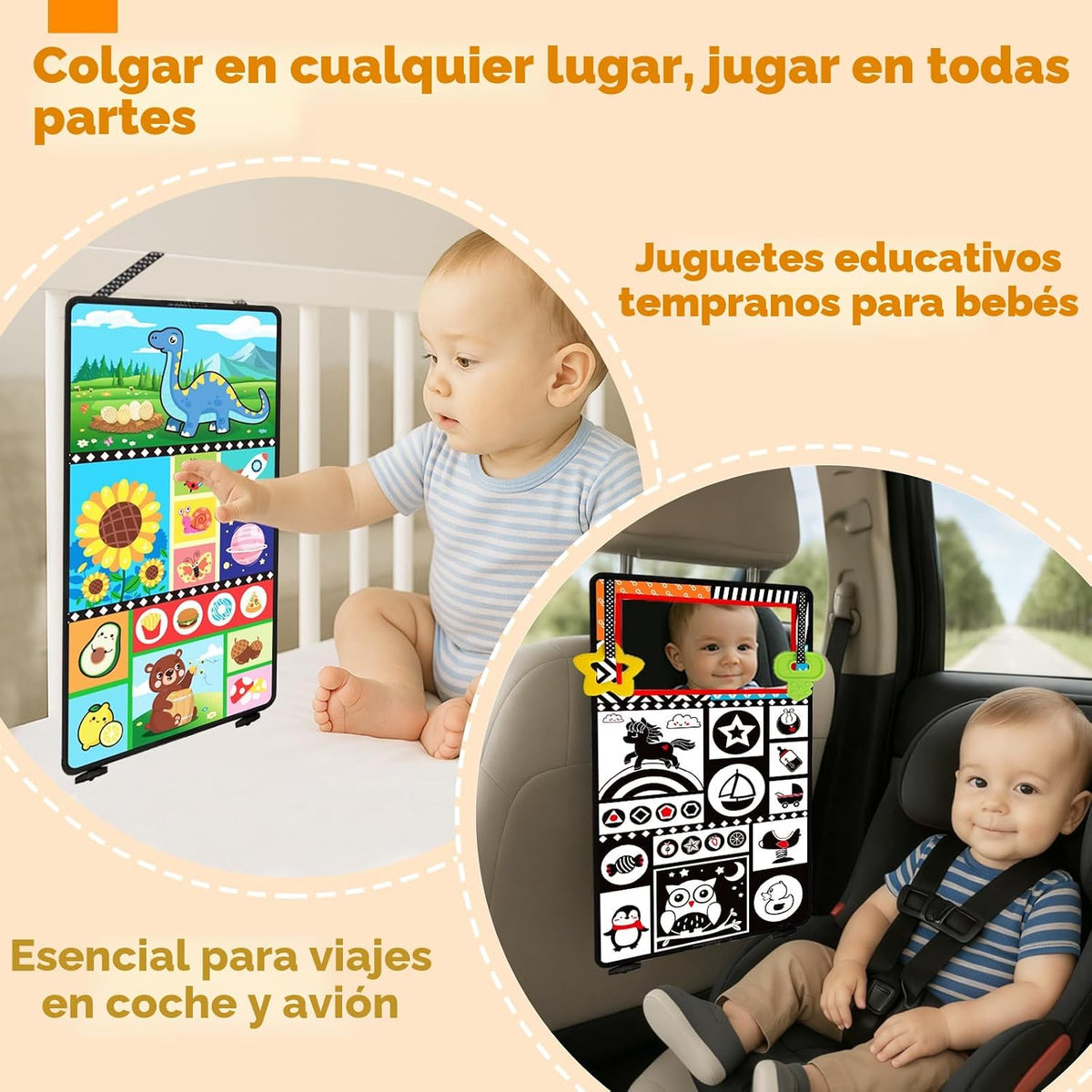 Juguetes para bebés 0-6 meses - Juego de tiempo de barriga en negro...