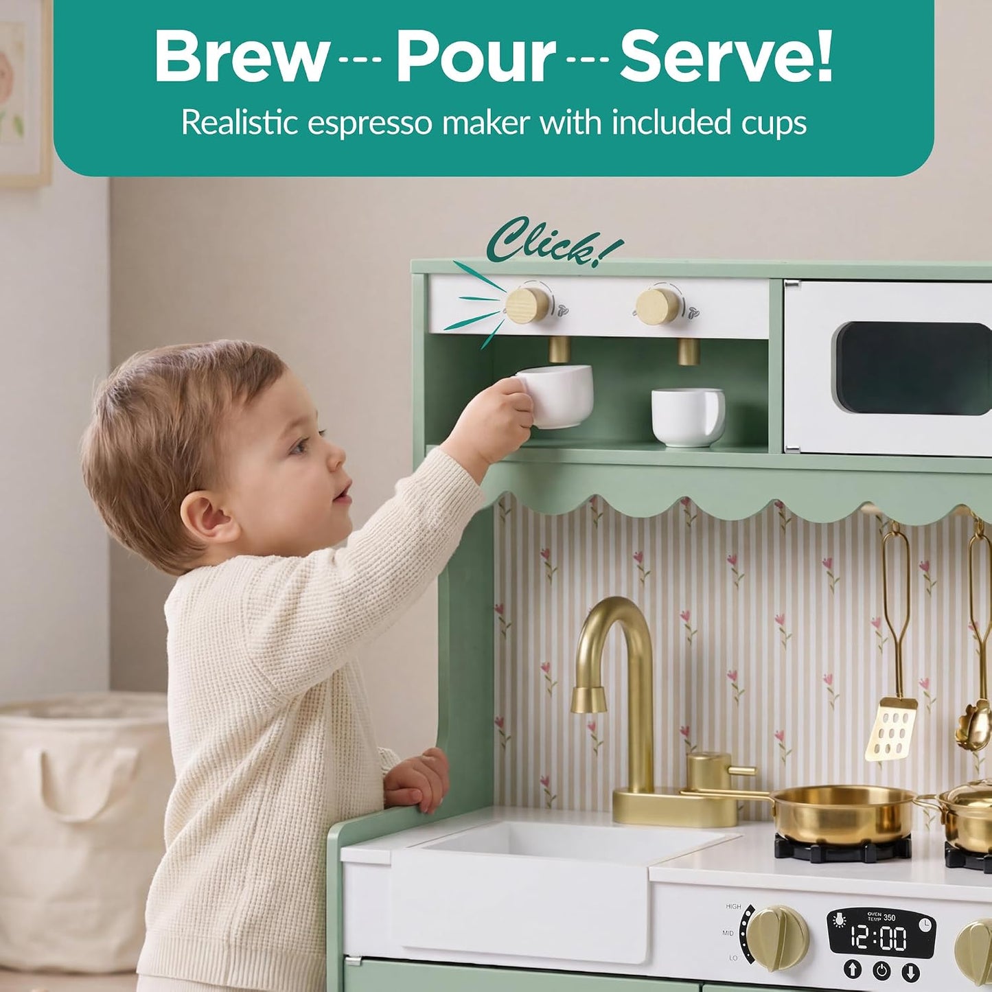 Best Choice Products Juego de cocina para niños, estilo cabaña, jue...