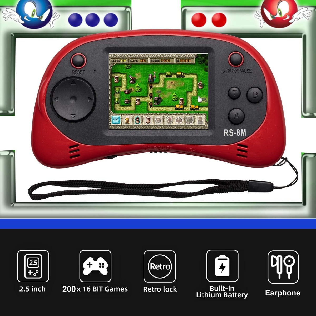 Reproductor de videojuegos portátil de mano para niños con 200 jueg...