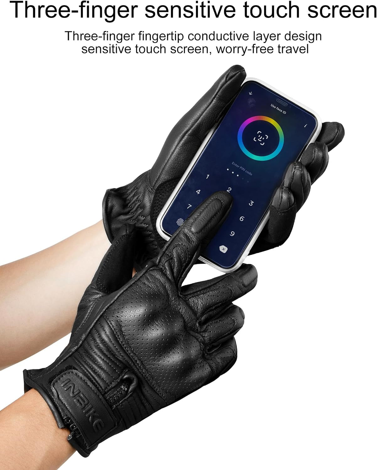 INBIKE - Guantes de motocicleta para hombres de cuero perforado gen...