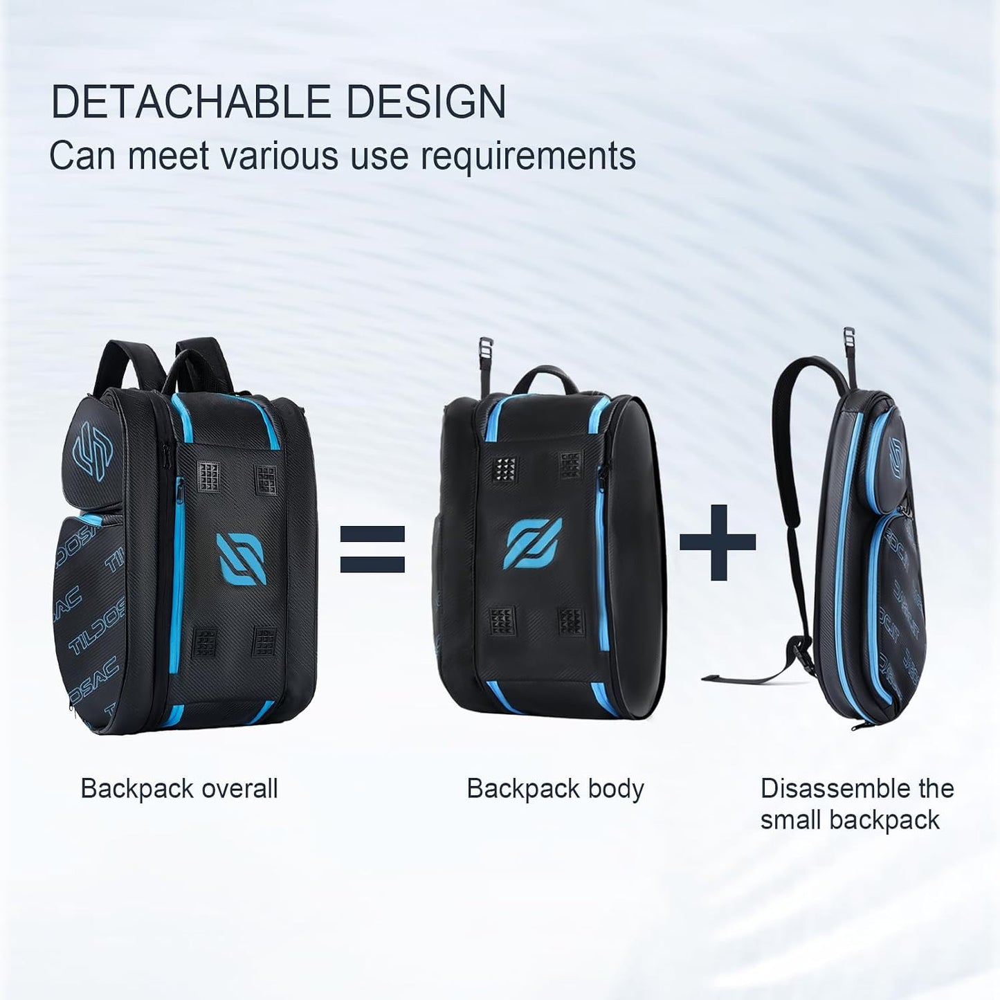 TILDOSAC Bolsa desmontable 2 en 1 para pickleball y pádel para homb...