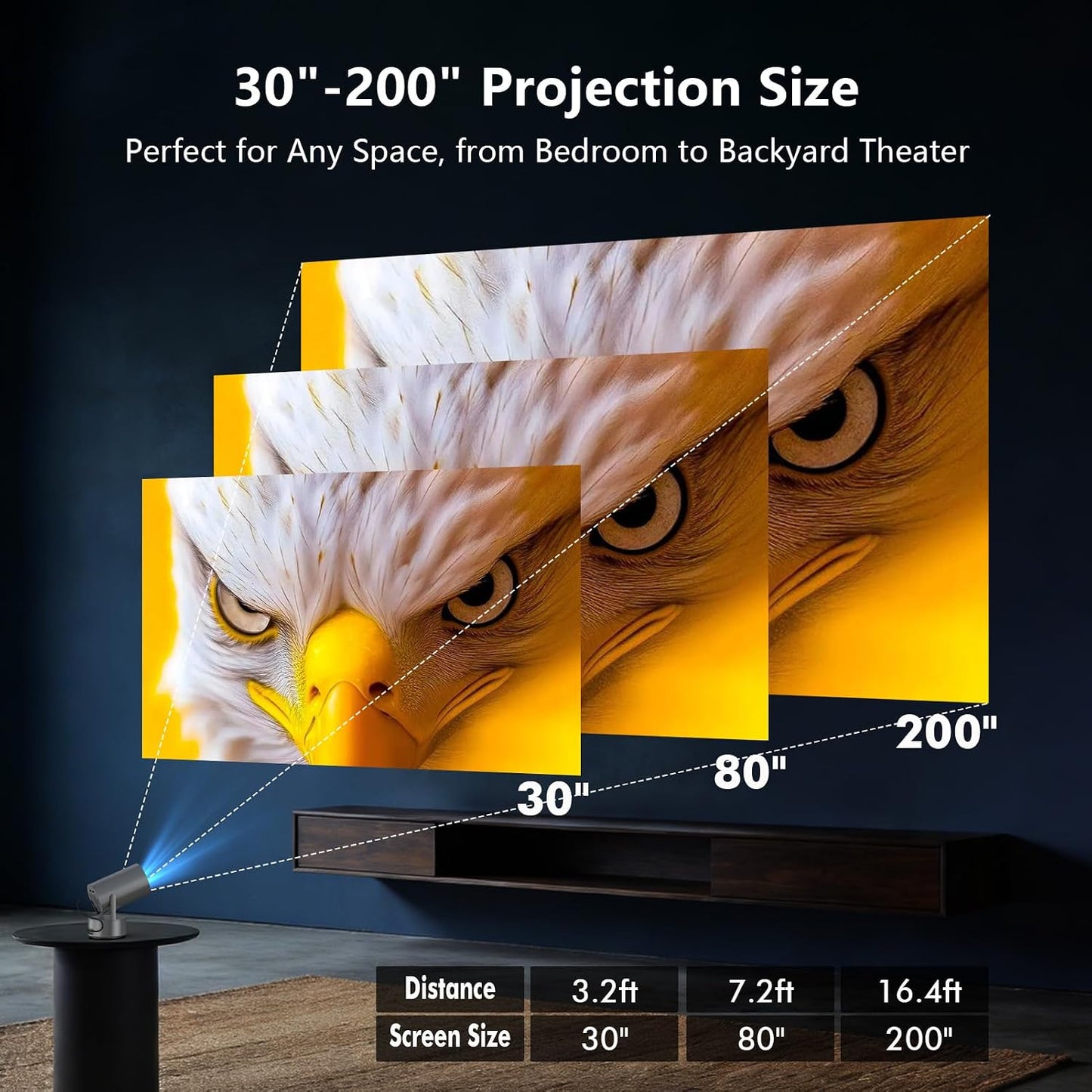 Proyector portátil con batería incorporada para exteriores y viajes...