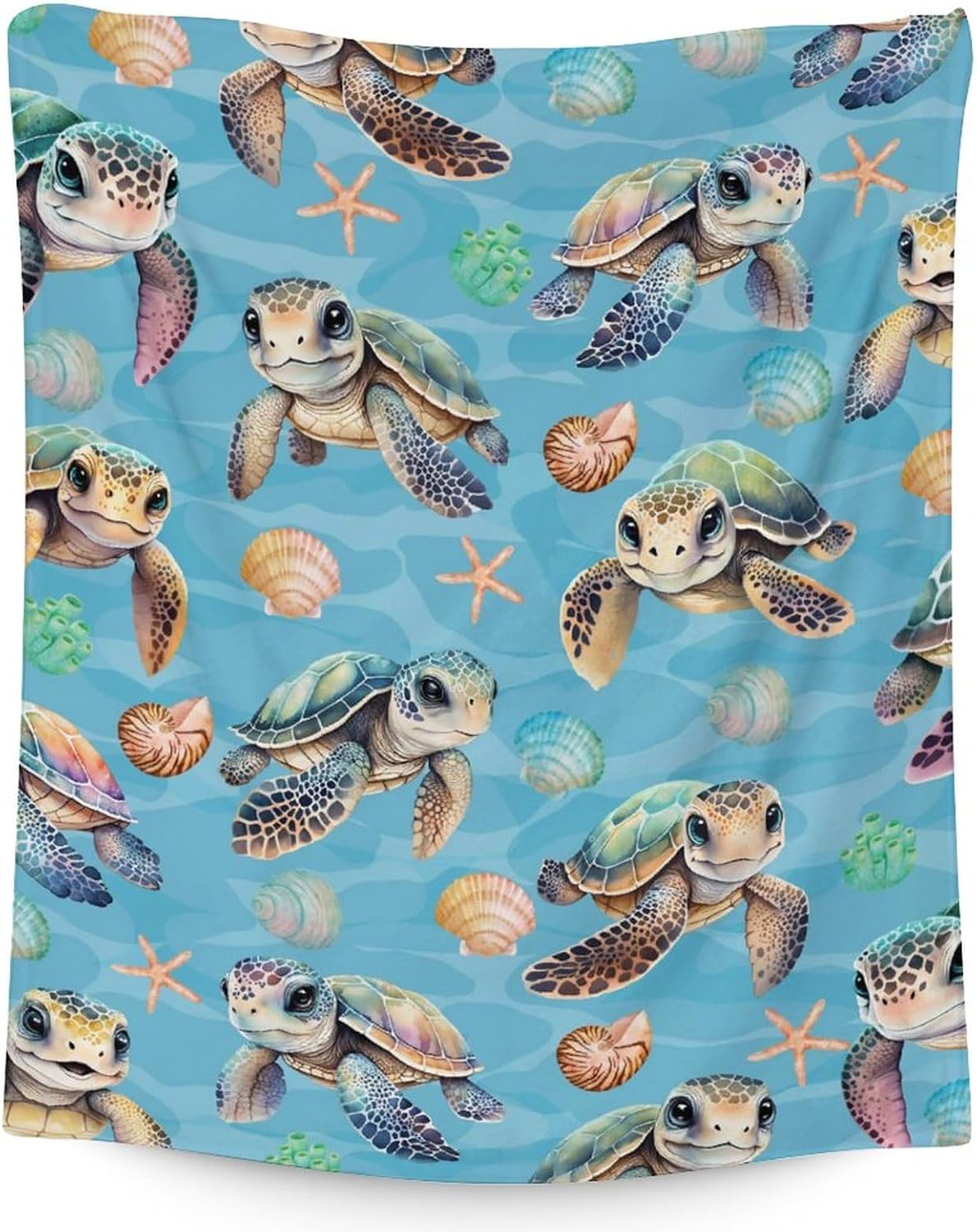 Manta de Tortuga Marina - Suave, Esponjosa y Cálida - Manta Tamaño...
