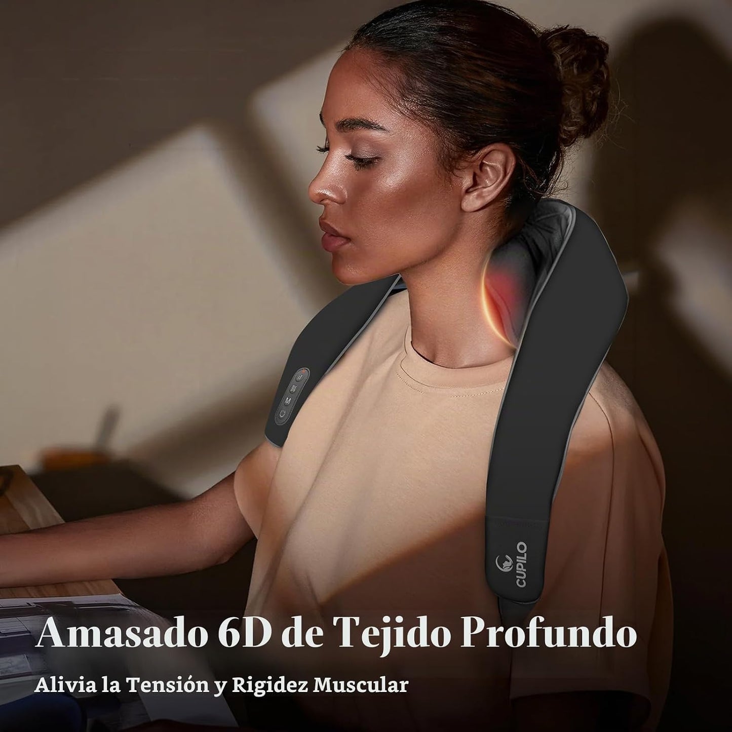 CuPiLo Masajeador de cuello inalámbrico con calor y control remoto...