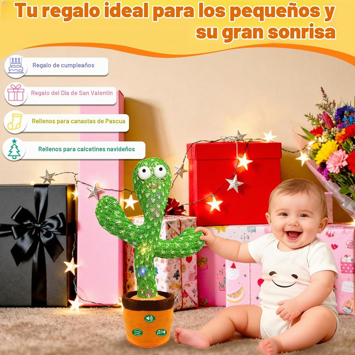 Hunfur Juguete recargable de cactus parlante y bailarín, repite lo...