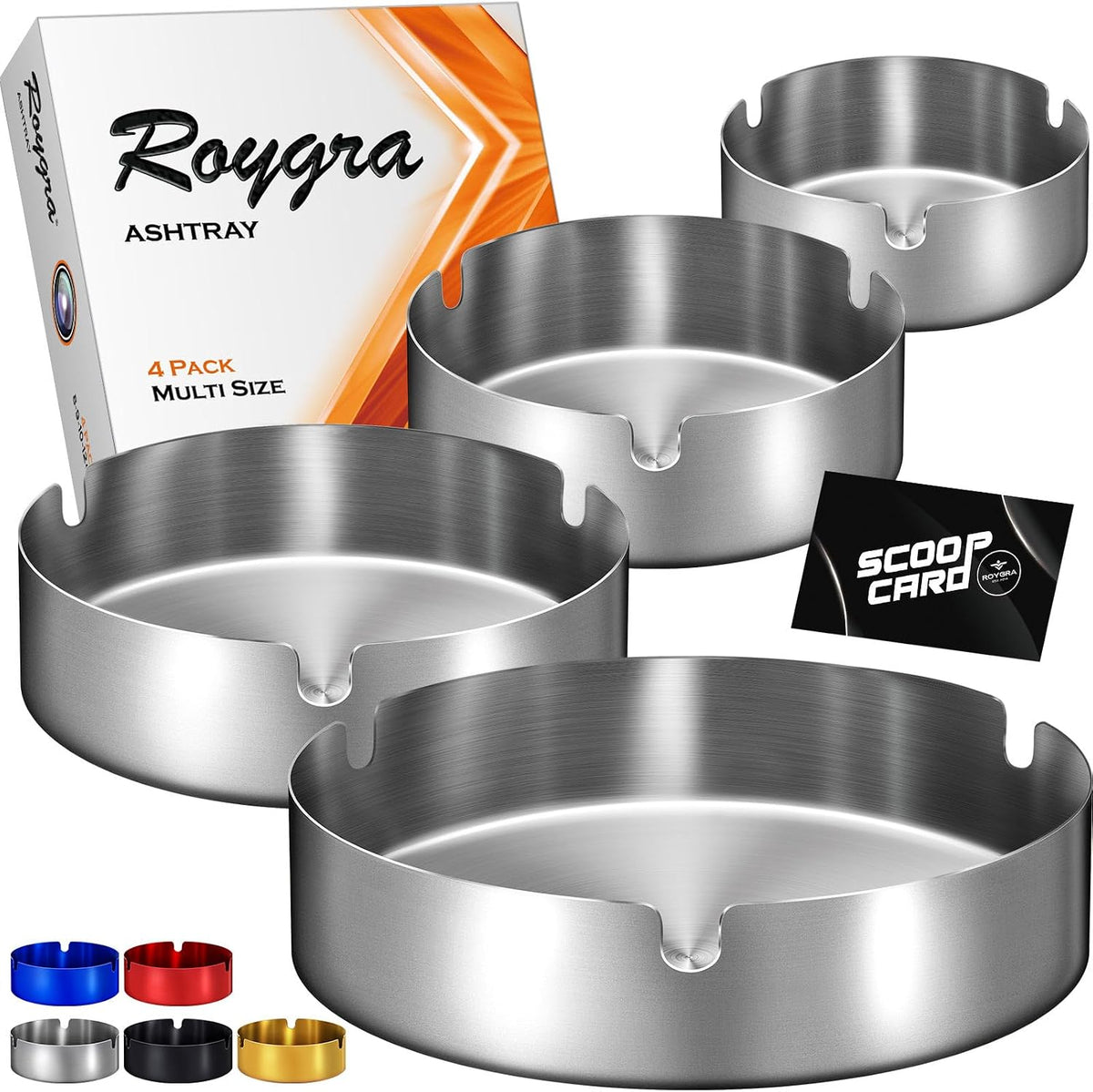 roygra Bandeja de cenizas (paquete de 4), cenicero al aire libre pa...