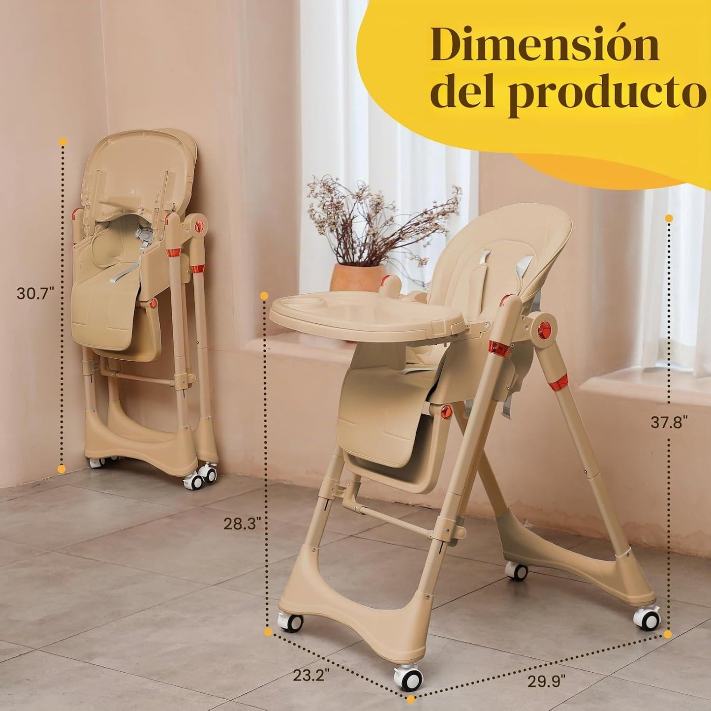 Silla alta 6 en 1 | Silla alta convertible para recién nacido a niñ...
