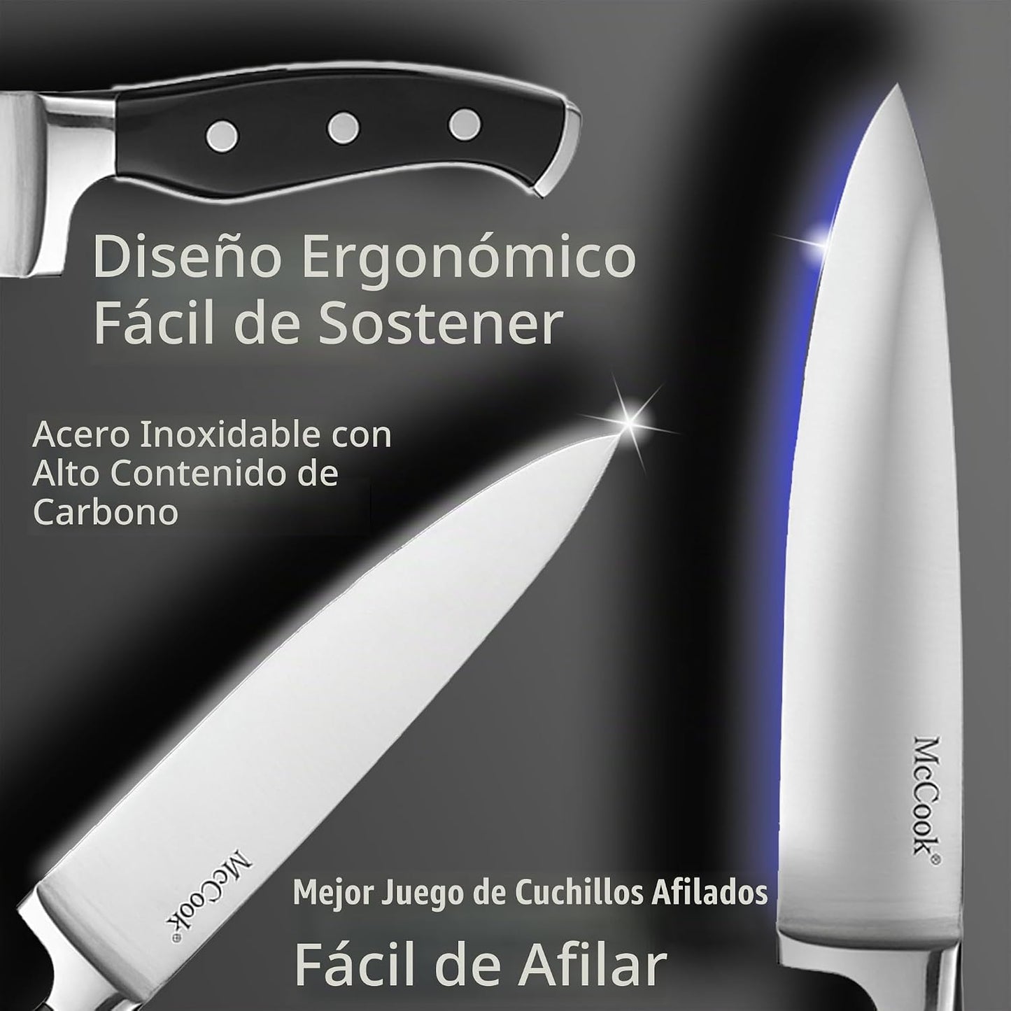 McCook® Juegos de cuchillos, juego de cuchillos de cocina alemán de...