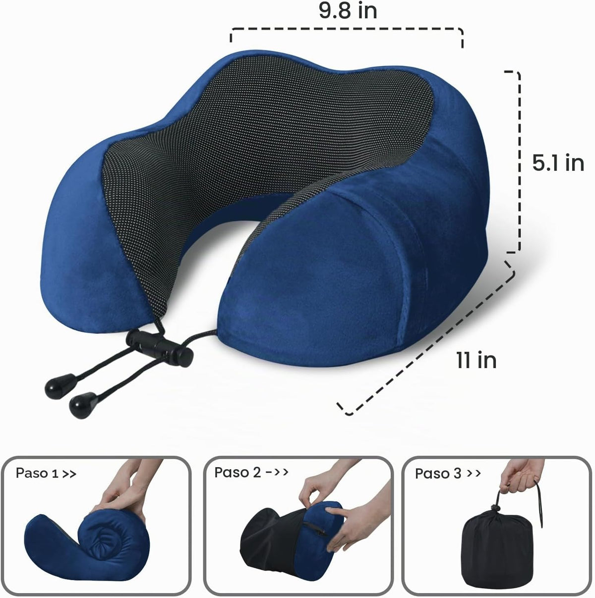 Almohada de viaje, almohada de cuello de espuma viscoelástica para...