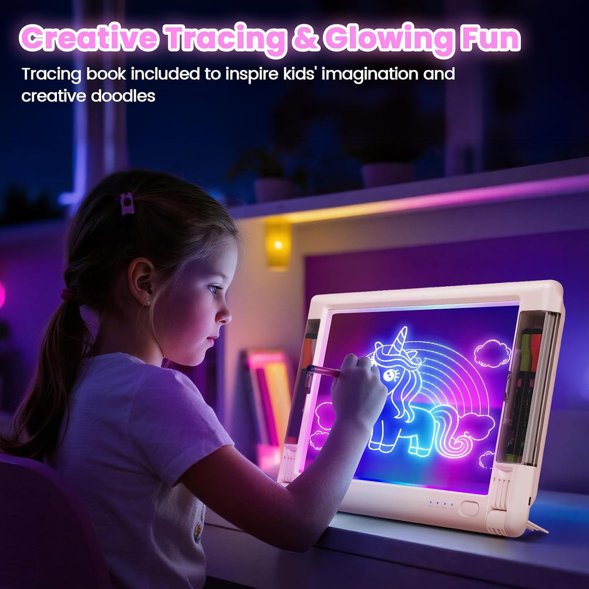 Tablero de dibujo LED recargable, 15 pulgadas, 9 modos de luz de co...
