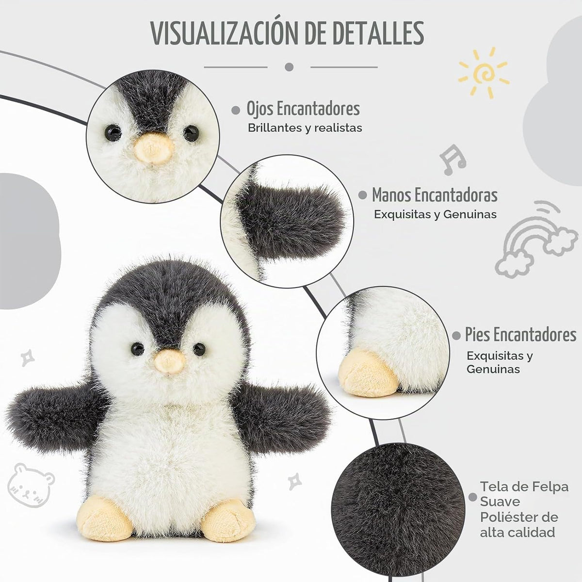 ABEARCAR Pingüino de Peluche Lindo Animales de Peluche Suaves 6"...