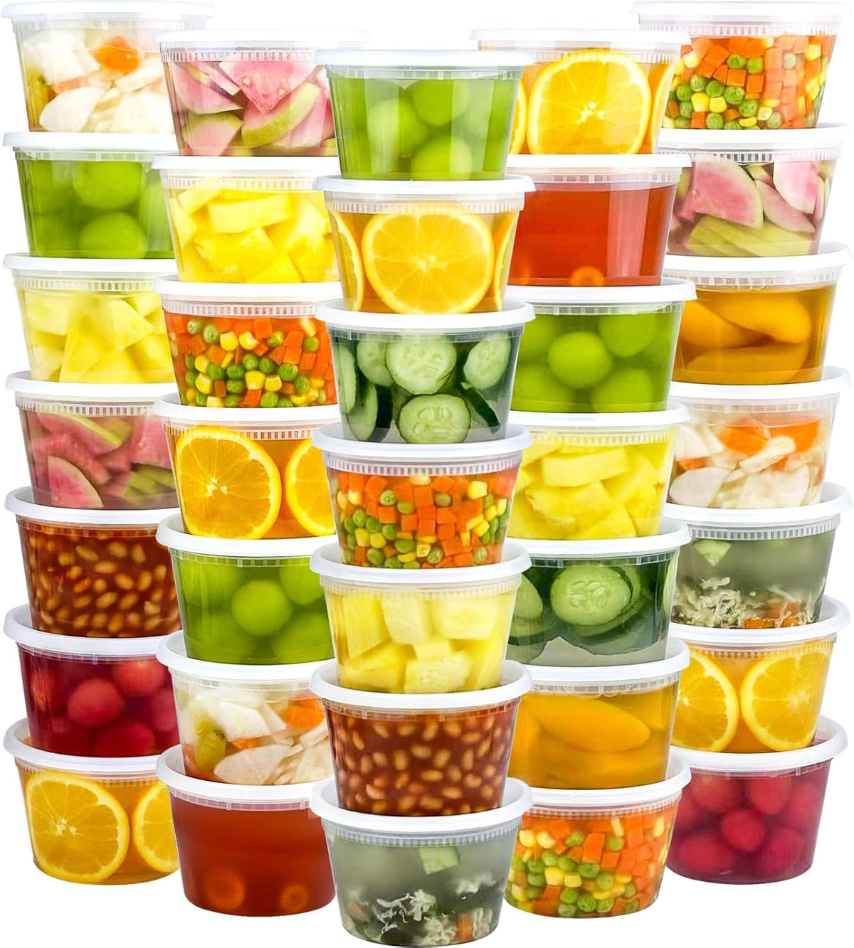Dipoo 60 juegos (120 piezas) recipientes Deli con tapas de 16 oz, r...