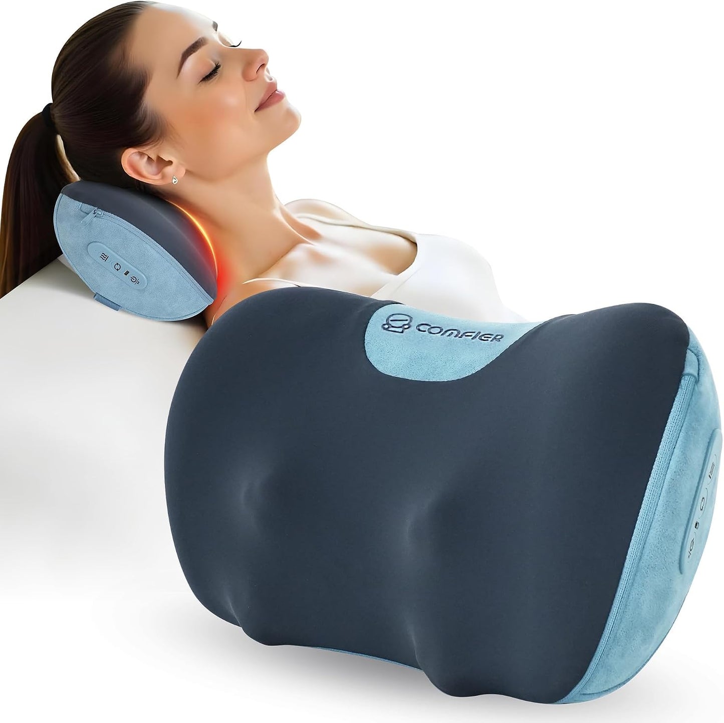 Masajeador Shiatsu inalámbrico de cuello y espalda con calor, amasa...