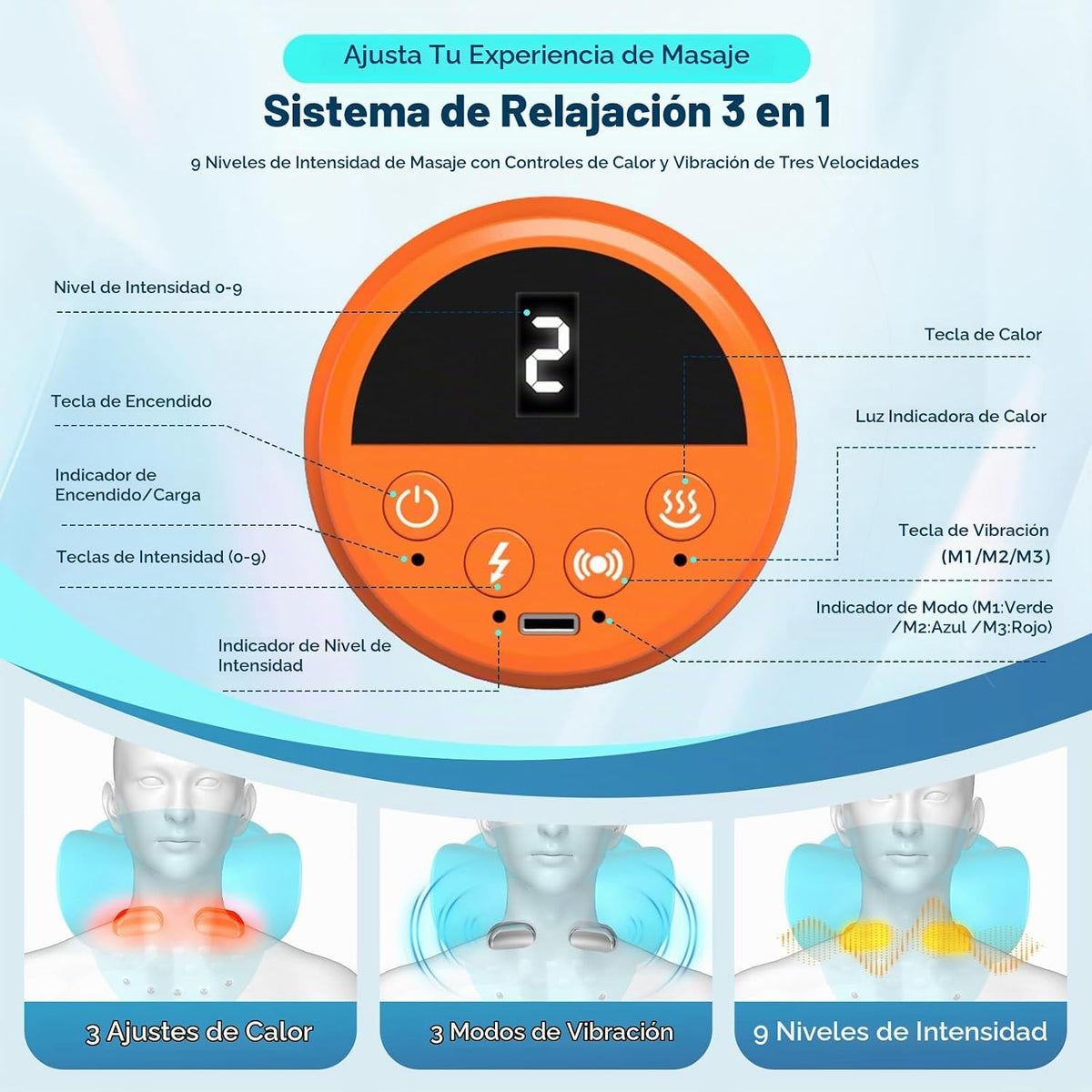 Smedz Masajeador de cuello portátil 2026 con calor, almohada de tra...