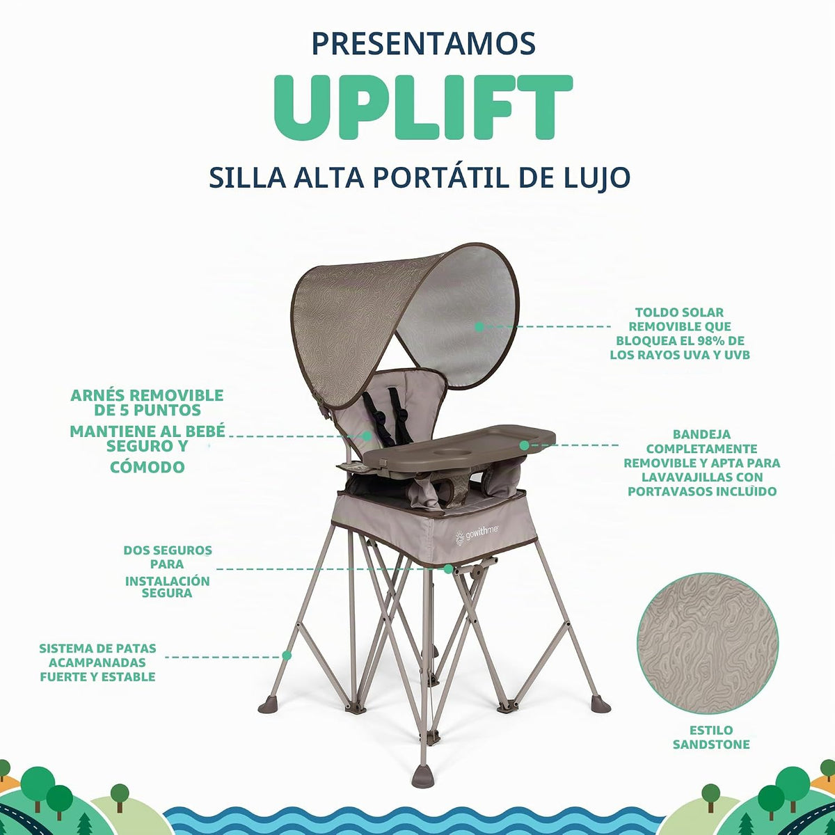 Baby Delight Go with Me Uplift - Silla alta portátil de lujo, silla...