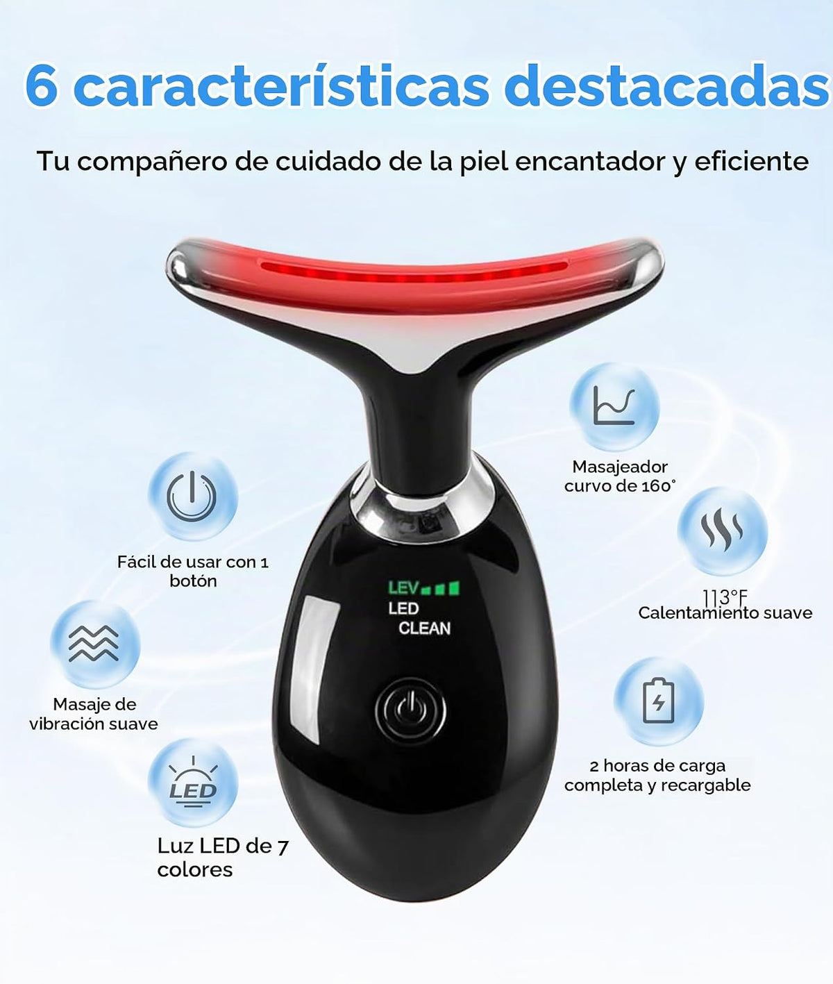 SDKWDH Terapia de Luz Roja para Cara y Cuello, Herramienta de Masaj...