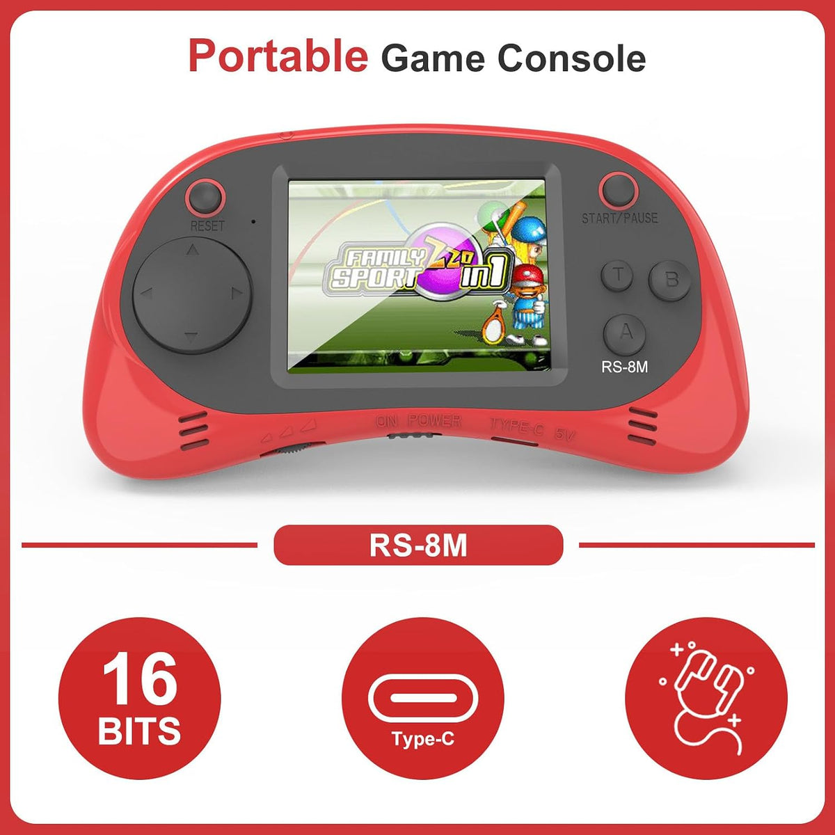 Juegos de mano para niños, videojuego retro de 16 bits con 220 jueg...