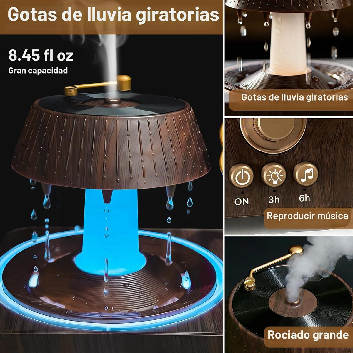 Morbou - Difusor de aroma de gotas de lluvia con ruido blanco, difu...