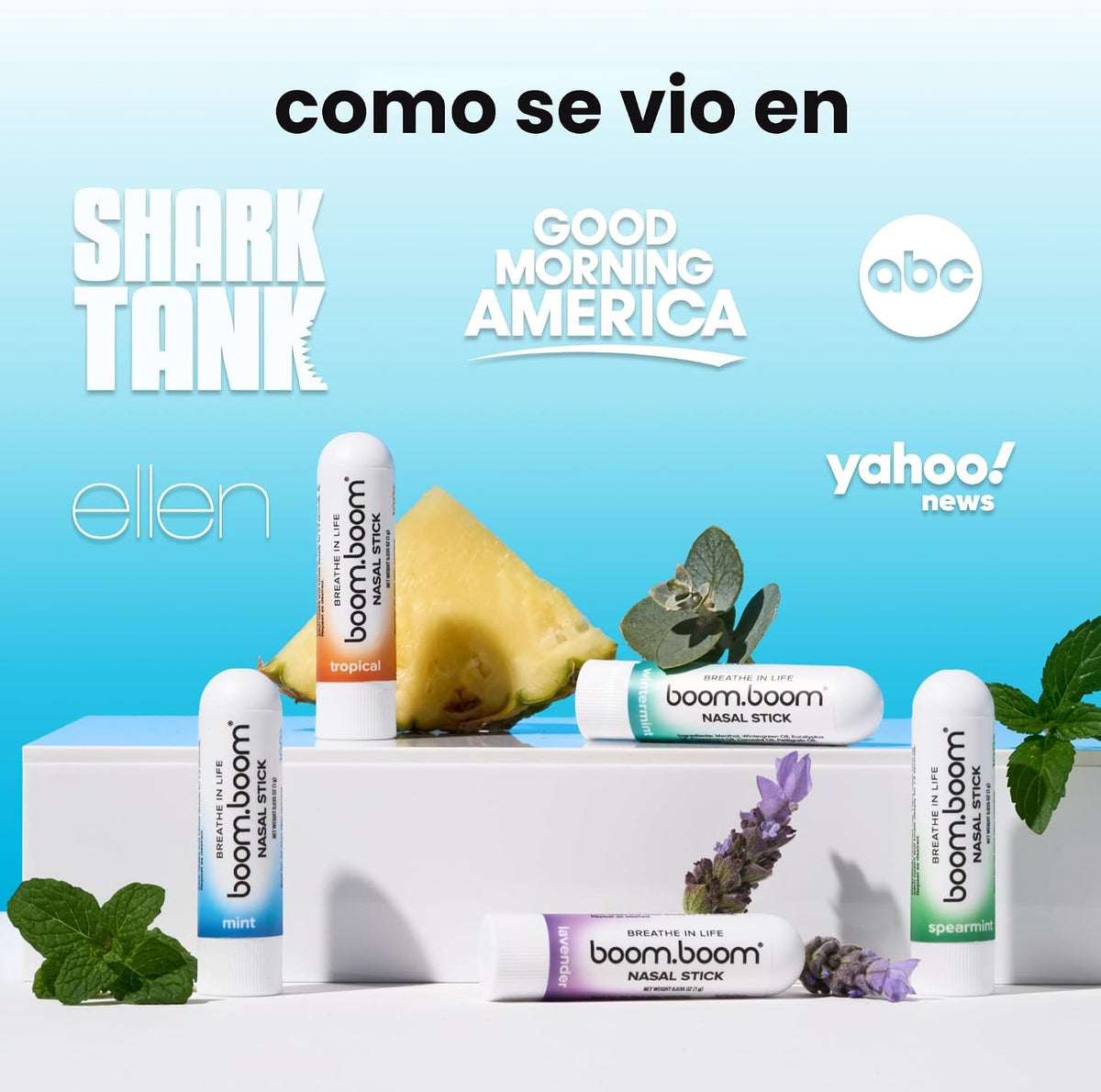 BoomBoom Barra nasal, aceites esenciales + inhalador de mentol, paq...