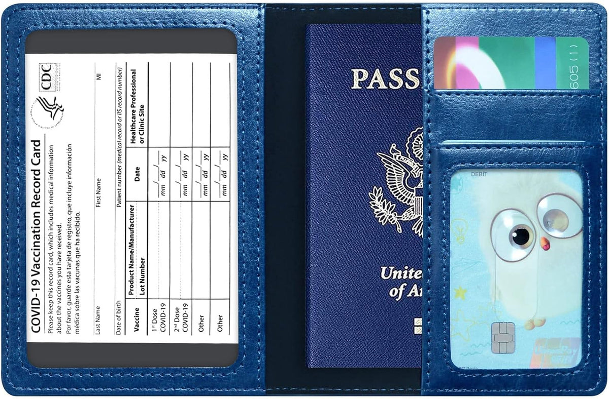 Funda para pasaporte con bloqueo RFID de piel, cartera con ranura p...