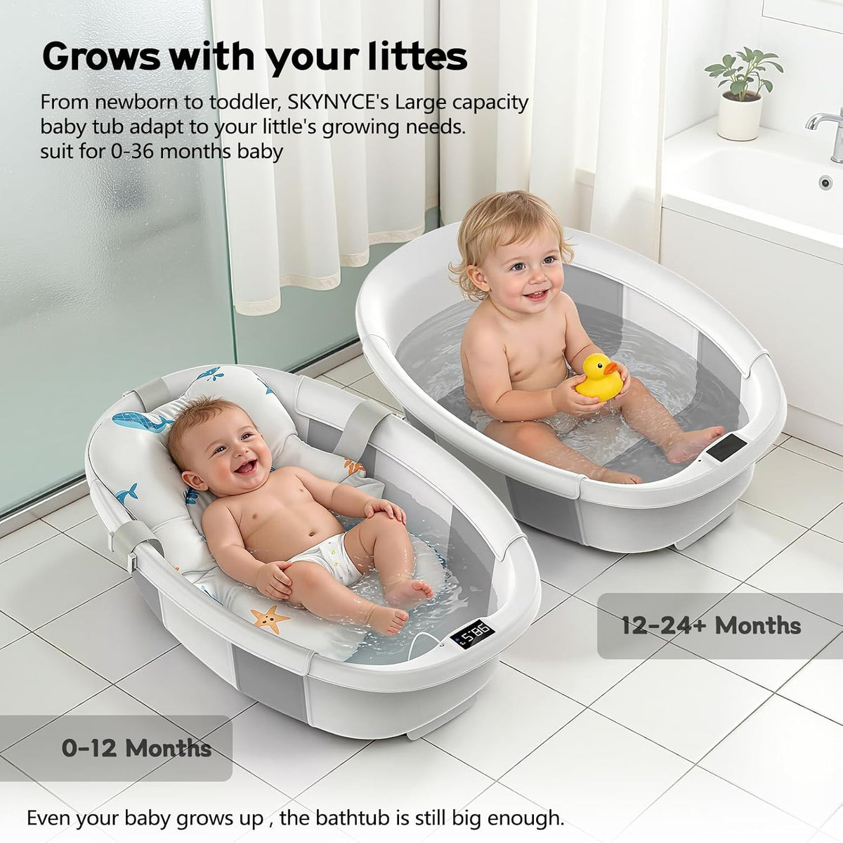 Bañera plegable para recién nacidos a niños pequeños de 0 a 36 mese...