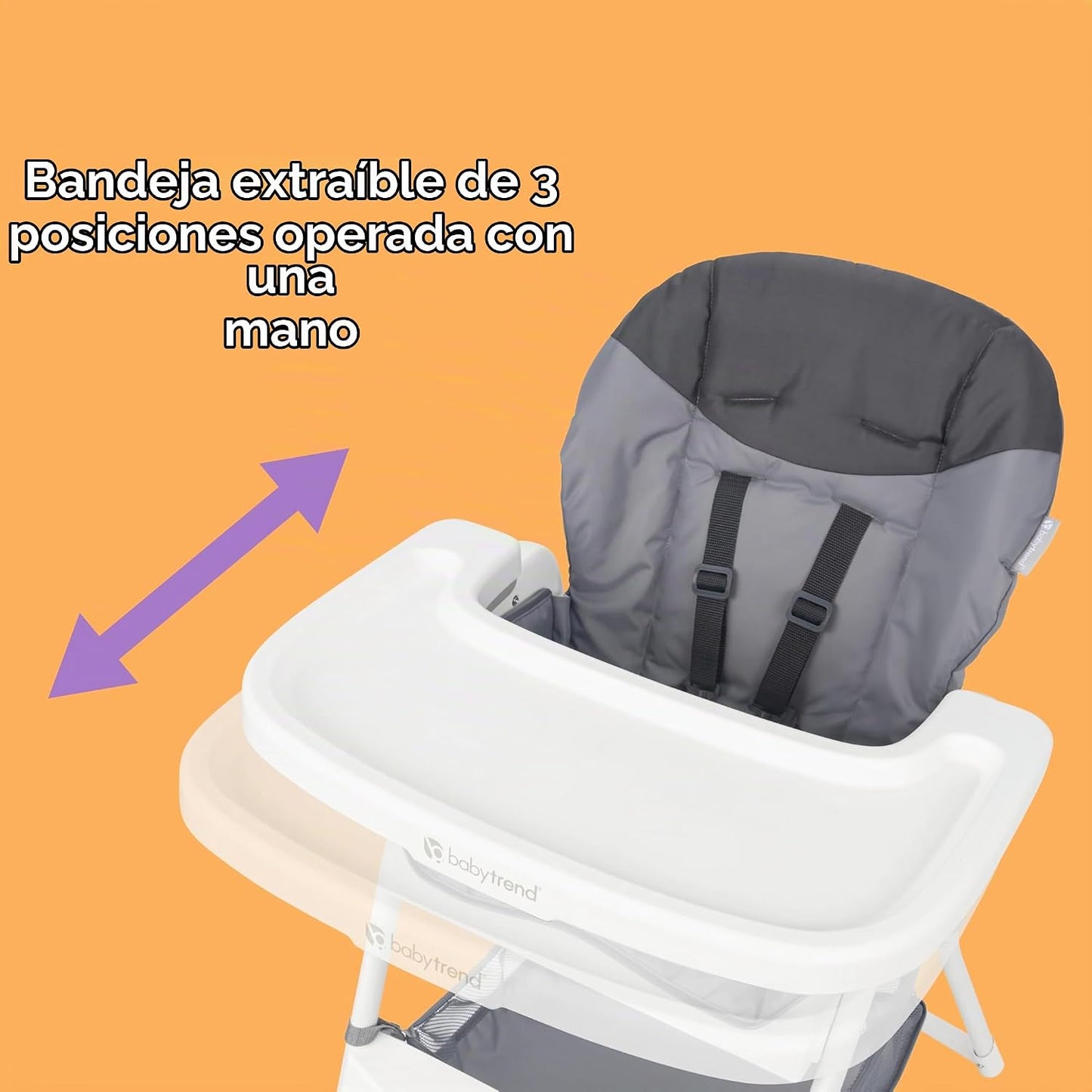 Baby Trend Silla Alta Plegable de Diseño Plano, Gris Estelar