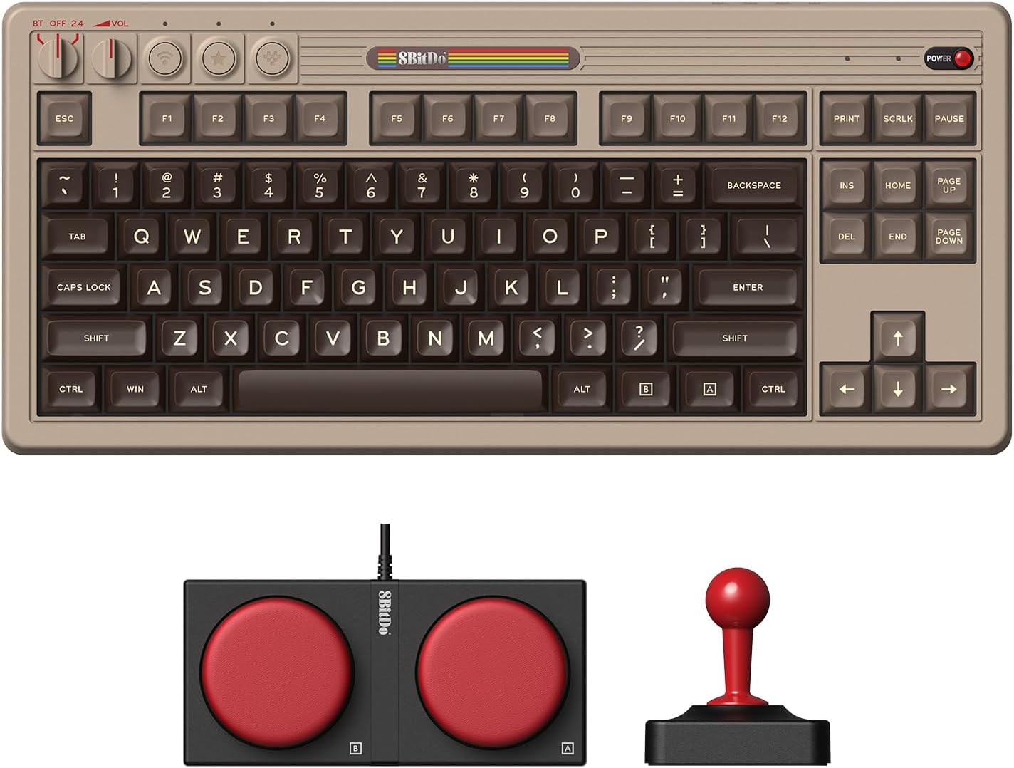 Teclado mecánico retro 8BitDo, teclado para juegos Bluetooth\/2.4G\...