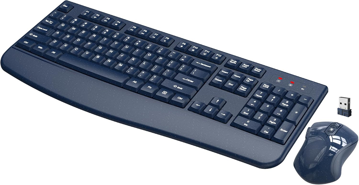 Combo de teclado y mouse inalámbricos de tamaño completo 2.4 GHz co...