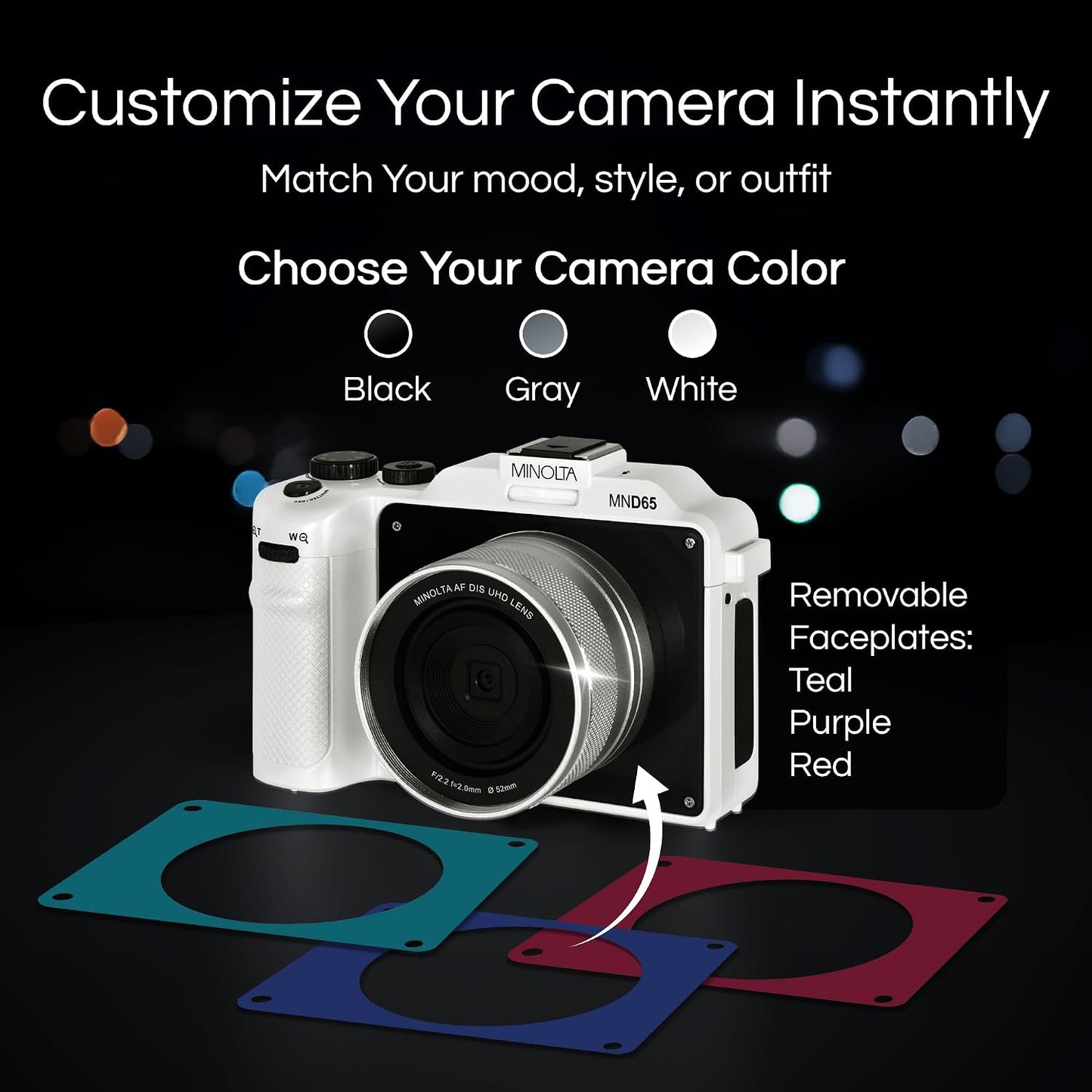 Minolta Cámara MND65 de 56MP, selfie de doble lente, video 4K 60FPS...