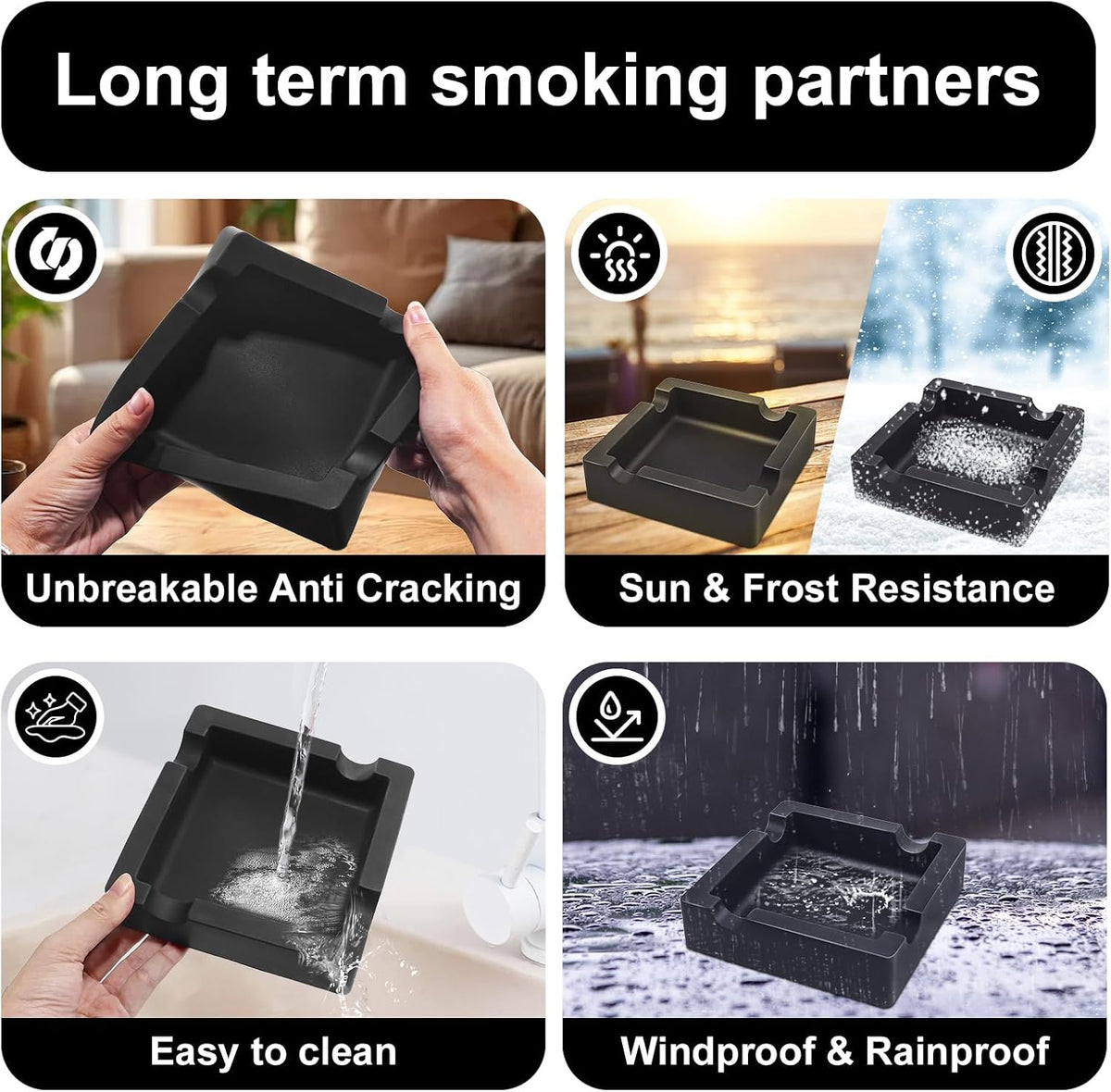 Paquete de 2 ceniceros de cigarros para exteriores, ceniceros de si...