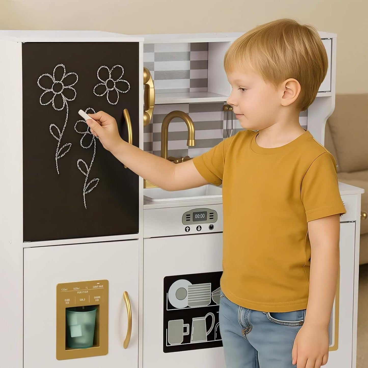 Juego de cocina para niños de 3 a 8 años, cocina de juguete de made...