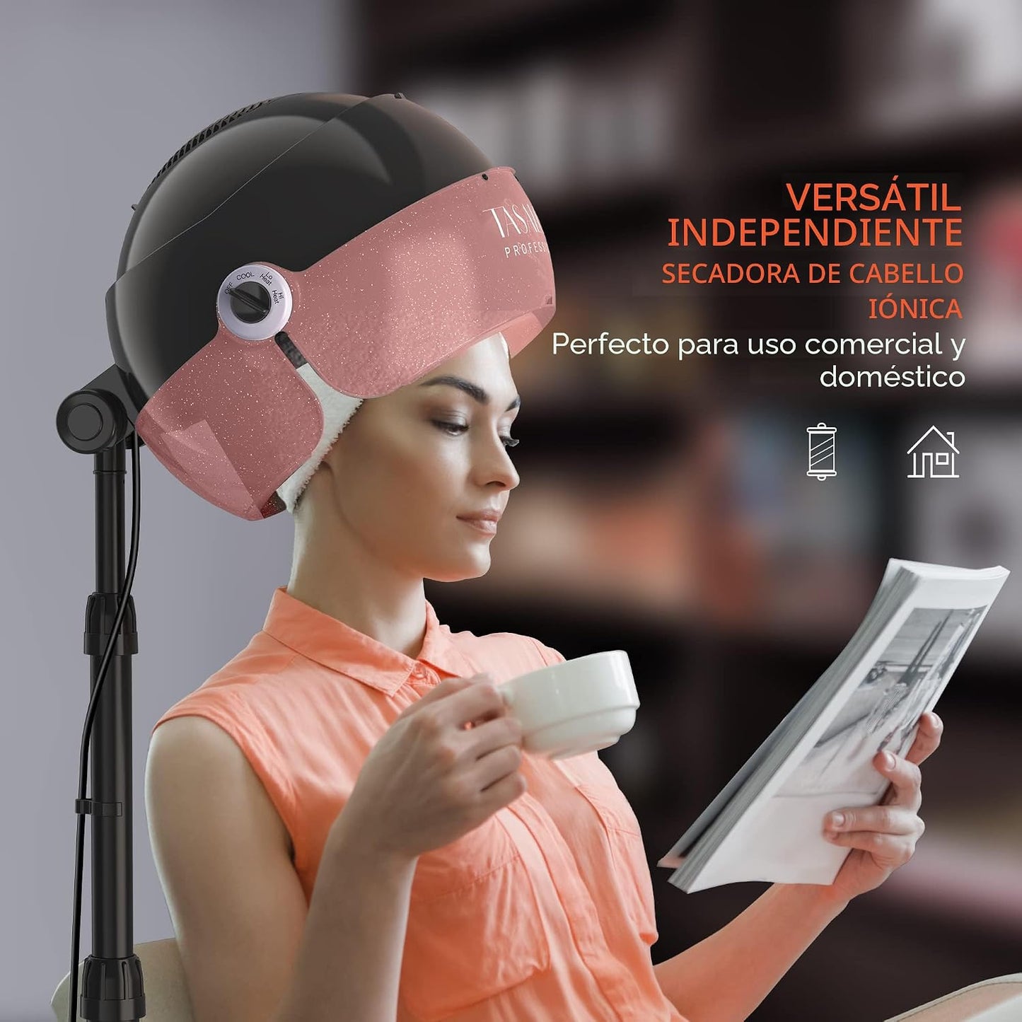 TASALON Ionic - Secador de pelo con capucha, 1875 W, color rosa | S...