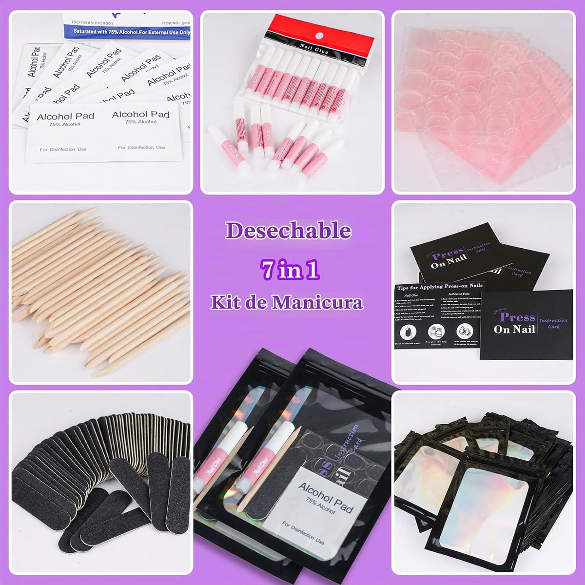Kits de suministros desechables para uñas, kit profesional de herra...