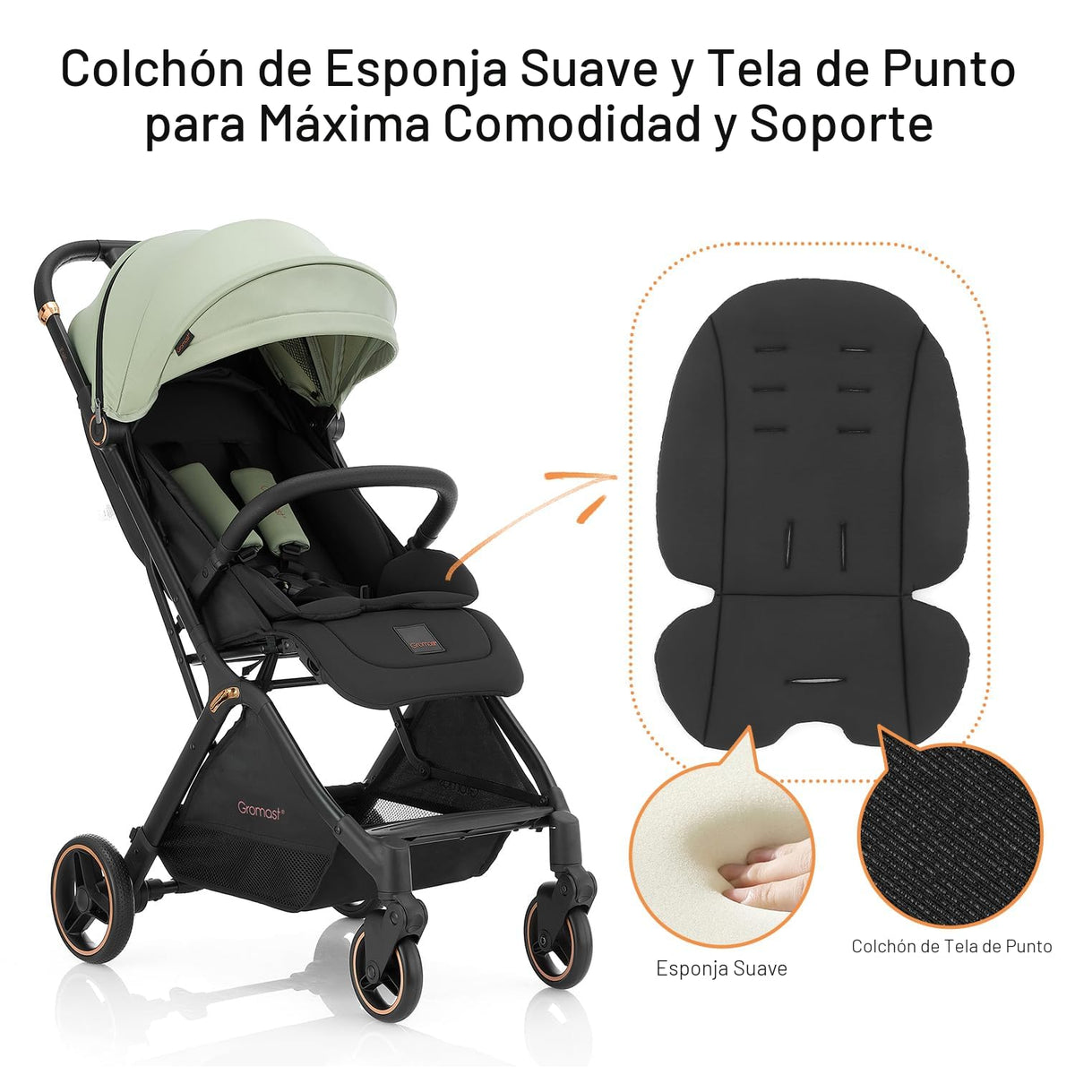 Gromast Gravity - Cochecito de bebé plegable \u2013 Cochecito portá...