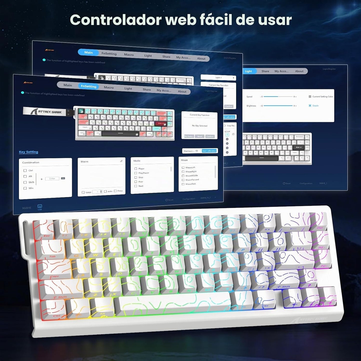 Teclado de Juego ATTACK SHARK X68 HE con Frecuencia de Muestreo de...