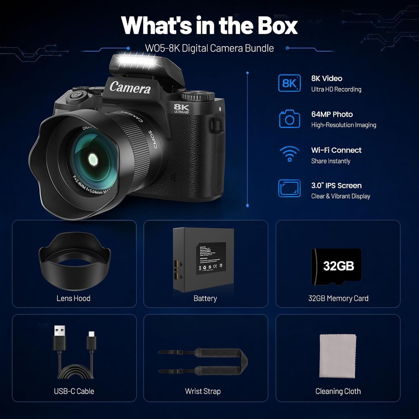 Cámaras digitales 8K para fotografía, cámara de vlogging de 64MP pa...