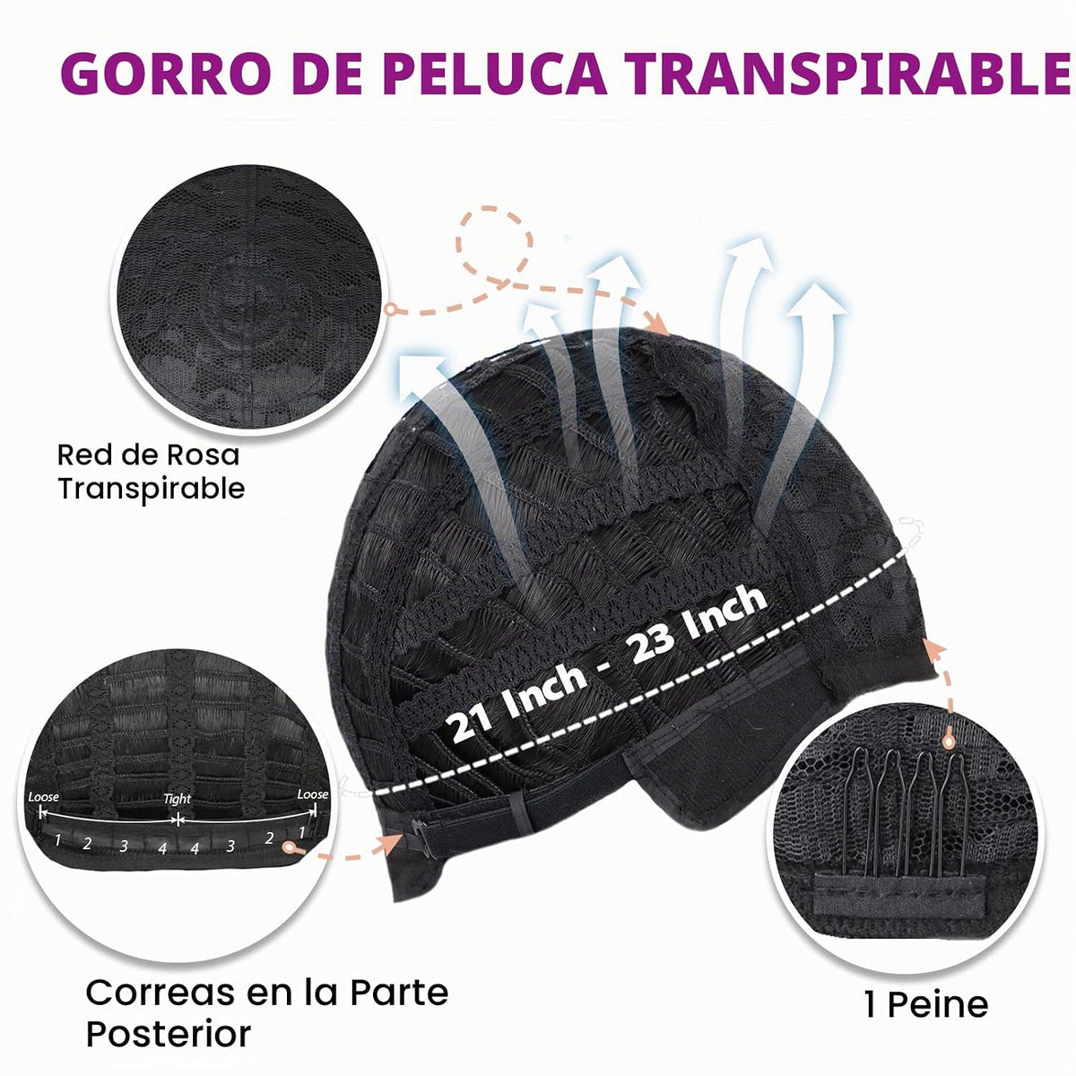 Guree Hair Peluca rizada para hombre + lentes + cadena dorada + col...