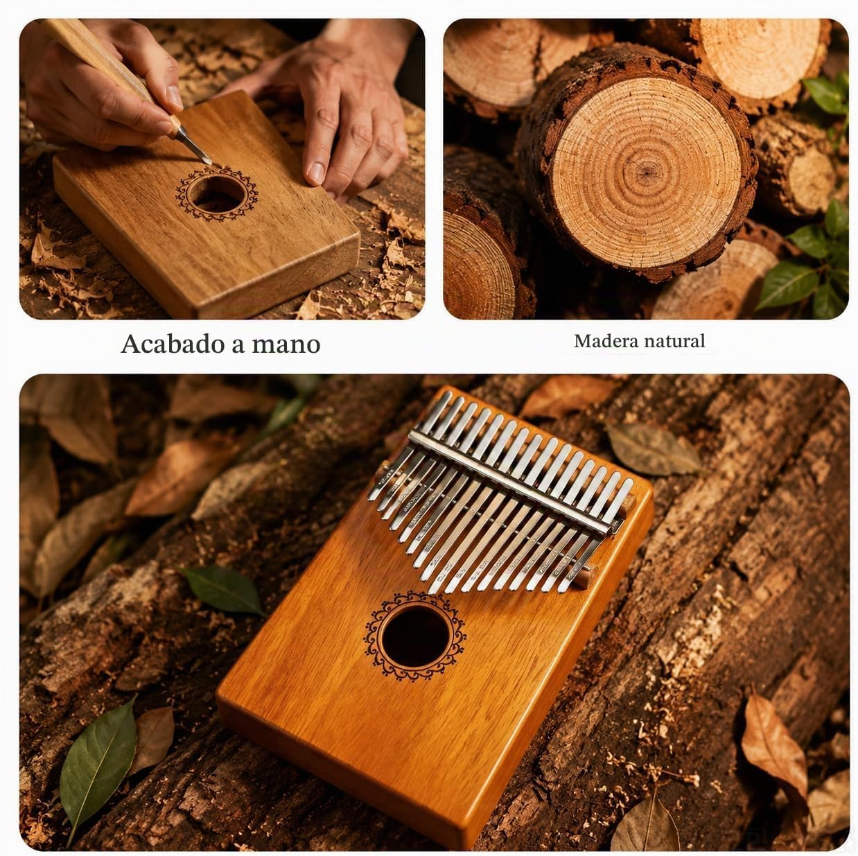 Kalimba - Piano de pulgar de 17 teclas, piano portátil de dedo Mbir...
