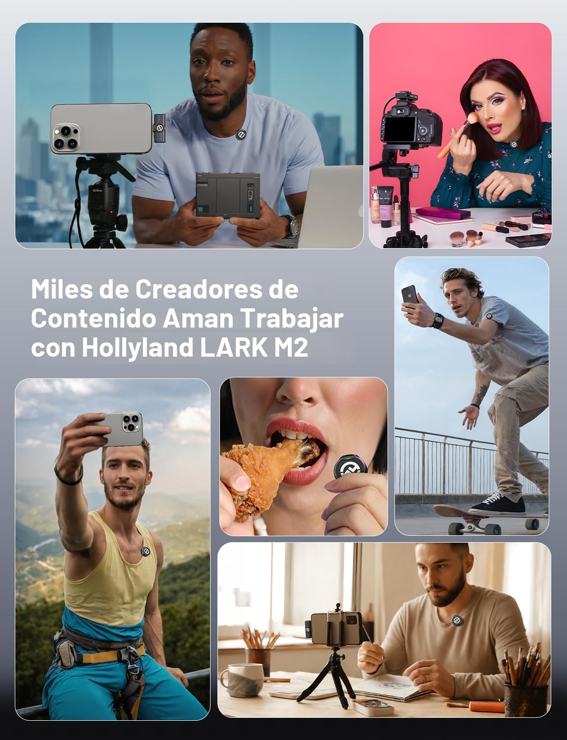Micrófono inalámbrico Hollyland Lark M2 para iPhone\/Cámara\/Androi...