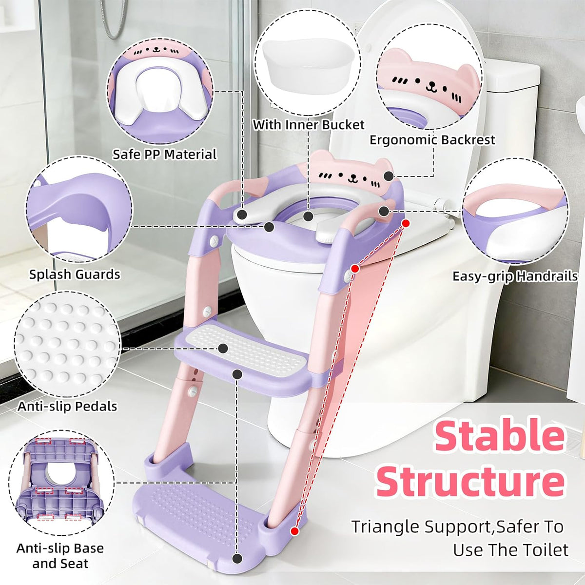 Asiento de entrenamiento para ir al baño, asiento de inodoro mejora...