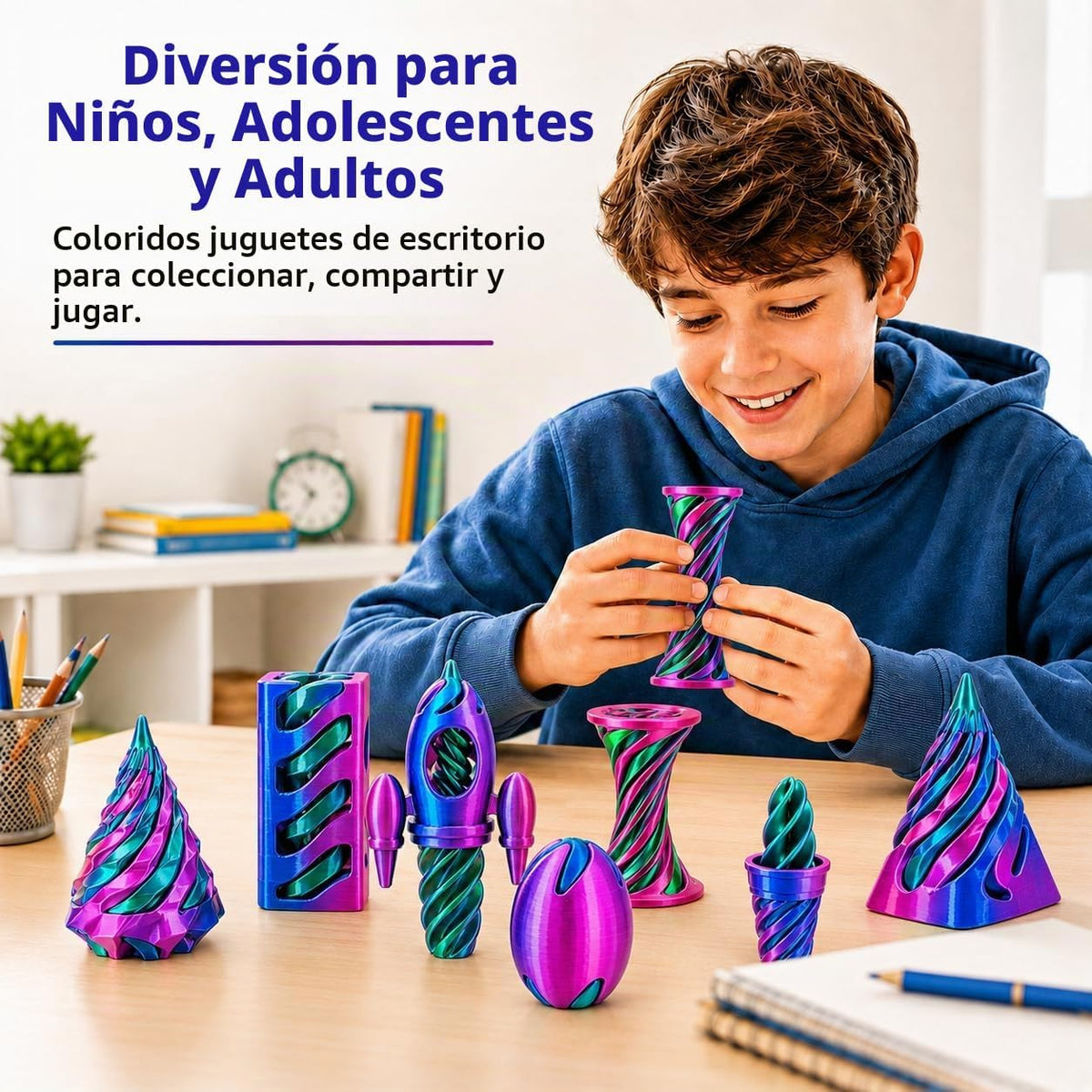 Paquete de 12 juguetes para la ansiedad impresos en 3D, pirámide de...