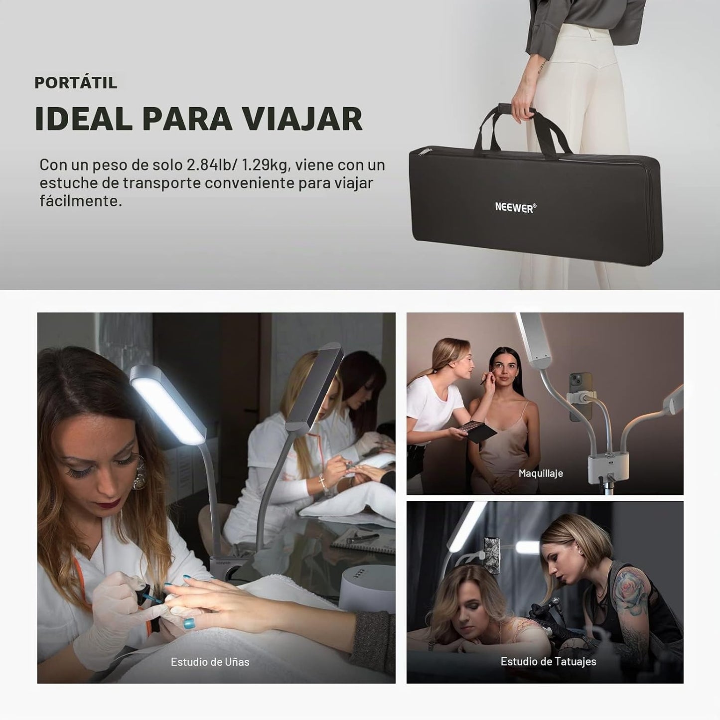 NEEWER Kit de Luz de Esteticista con Soporte para Teléfono y Bolsa...
